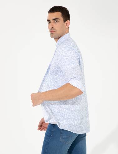 Mavi Slim Fit Uzun Kollu Gömlek
