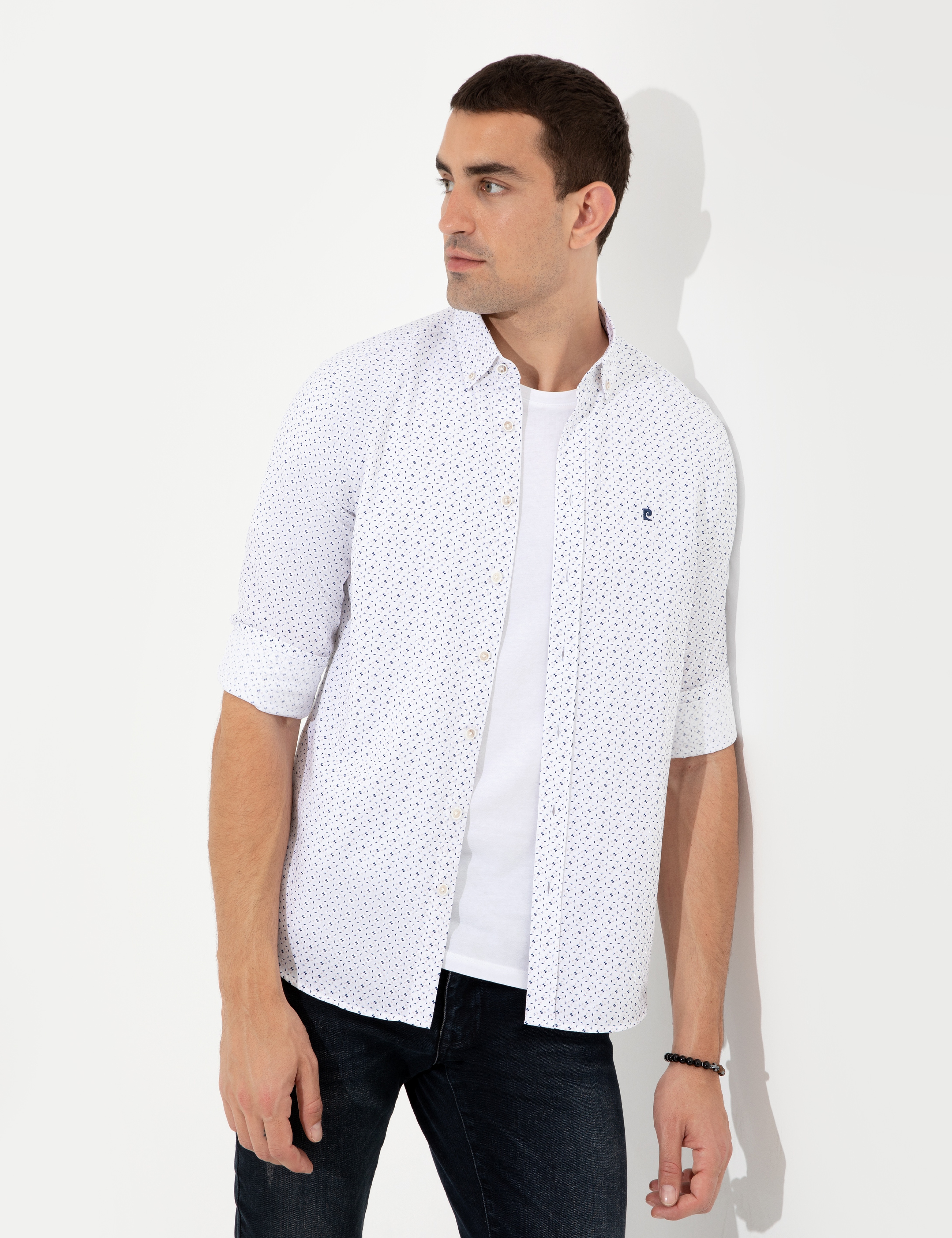 Lacivert Slim Fit Uzun Kollu Gömlek