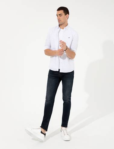 Lacivert Slim Fit Uzun Kollu Gömlek