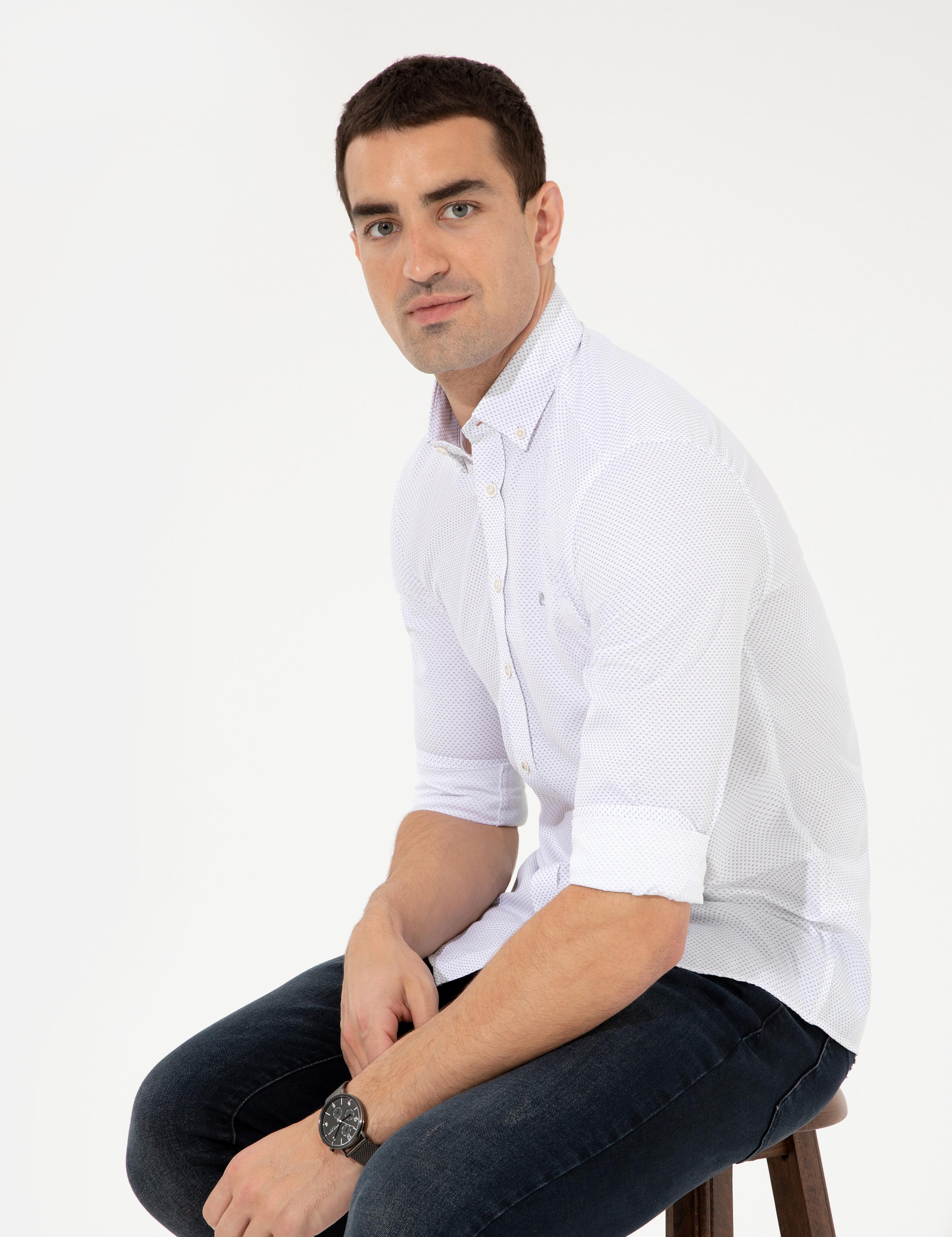 Antrasit Slim Fit Uzun Kollu Gömlek