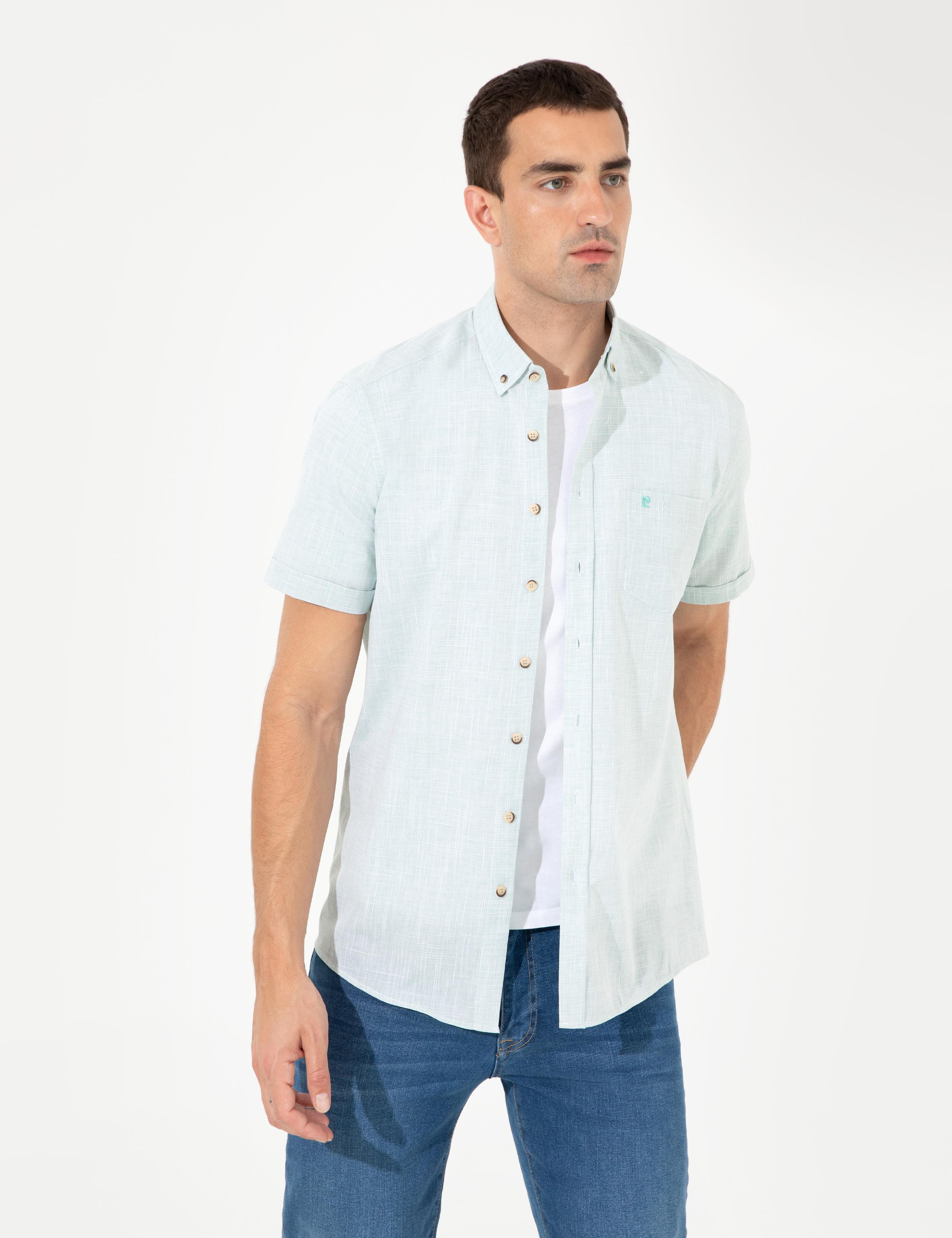 Yeşil Regular Fit Kısa Kollu Gömlek