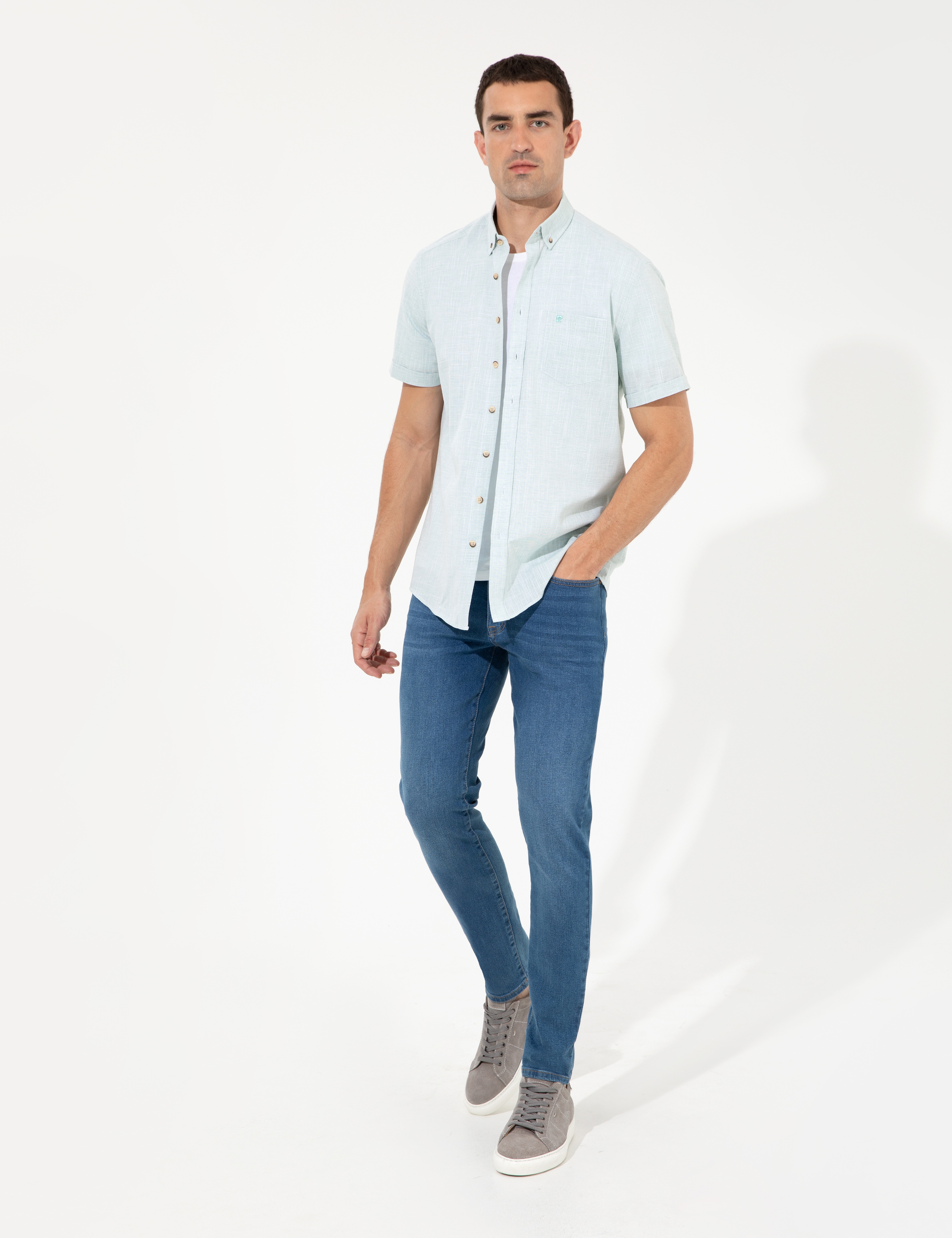Yeşil Regular Fit Kısa Kollu Gömlek