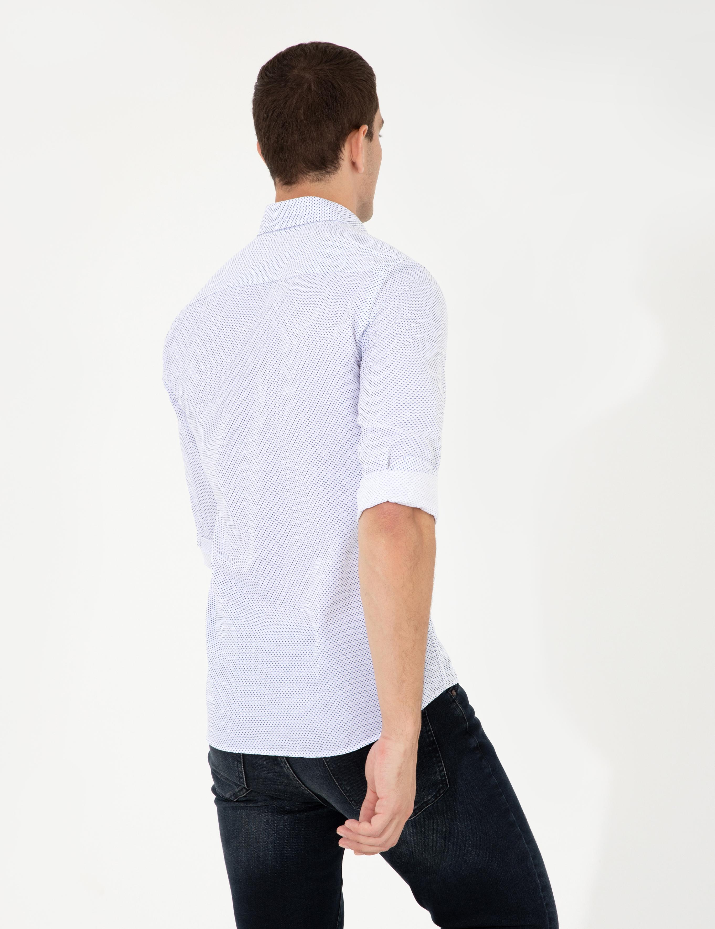 Lacivert Slim Fit Uzun Kollu Gömlek