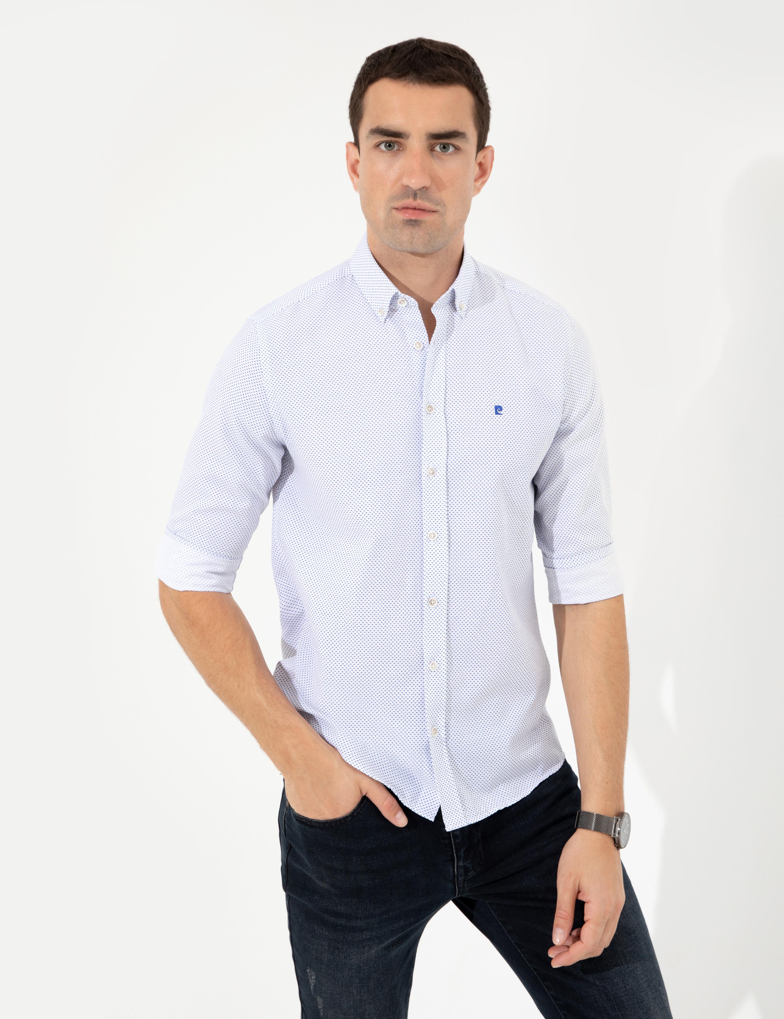 Lacivert Slim Fit Uzun Kollu Gömlek