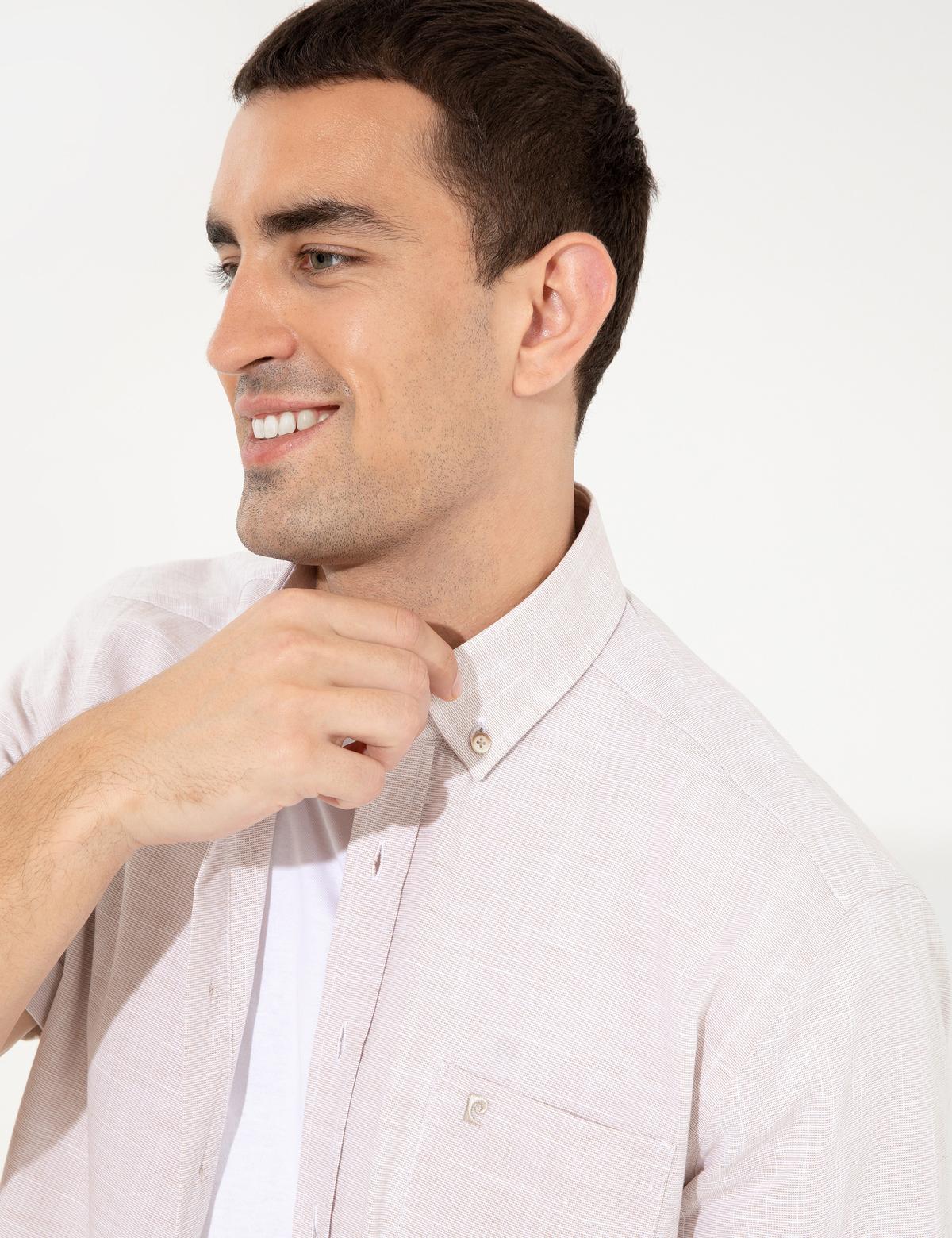 Bej Regular Fit Kısa Kollu Gömlek - 50249763038