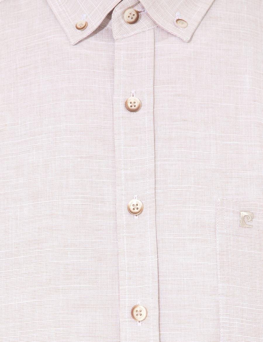 Bej Regular Fit Kısa Kollu Gömlek