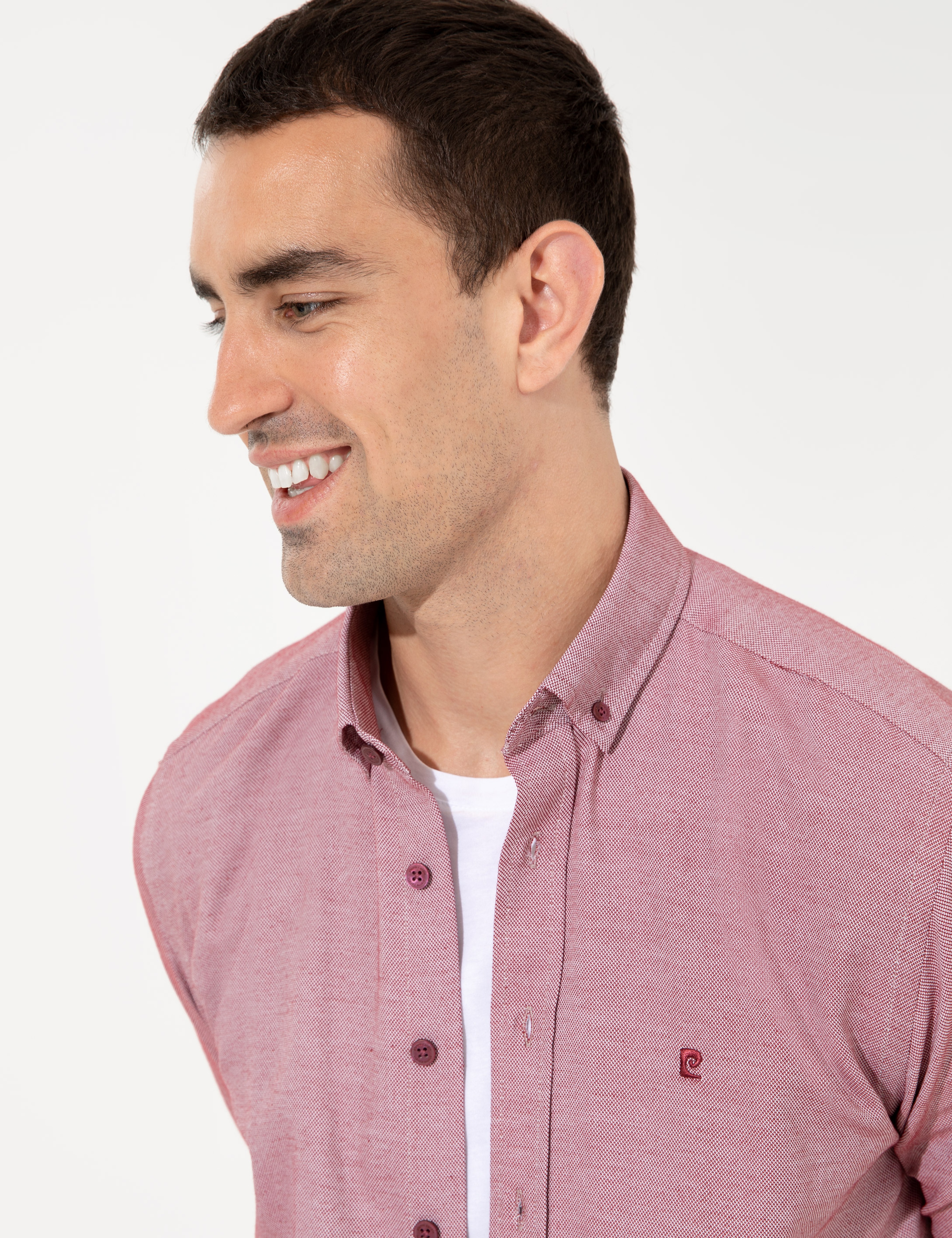 Bordo Slim Fit Uzun Kollu Gömlek