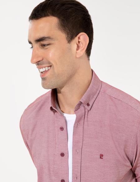 Bordo Slim Fit Uzun Kollu Gömlek - 50255278028