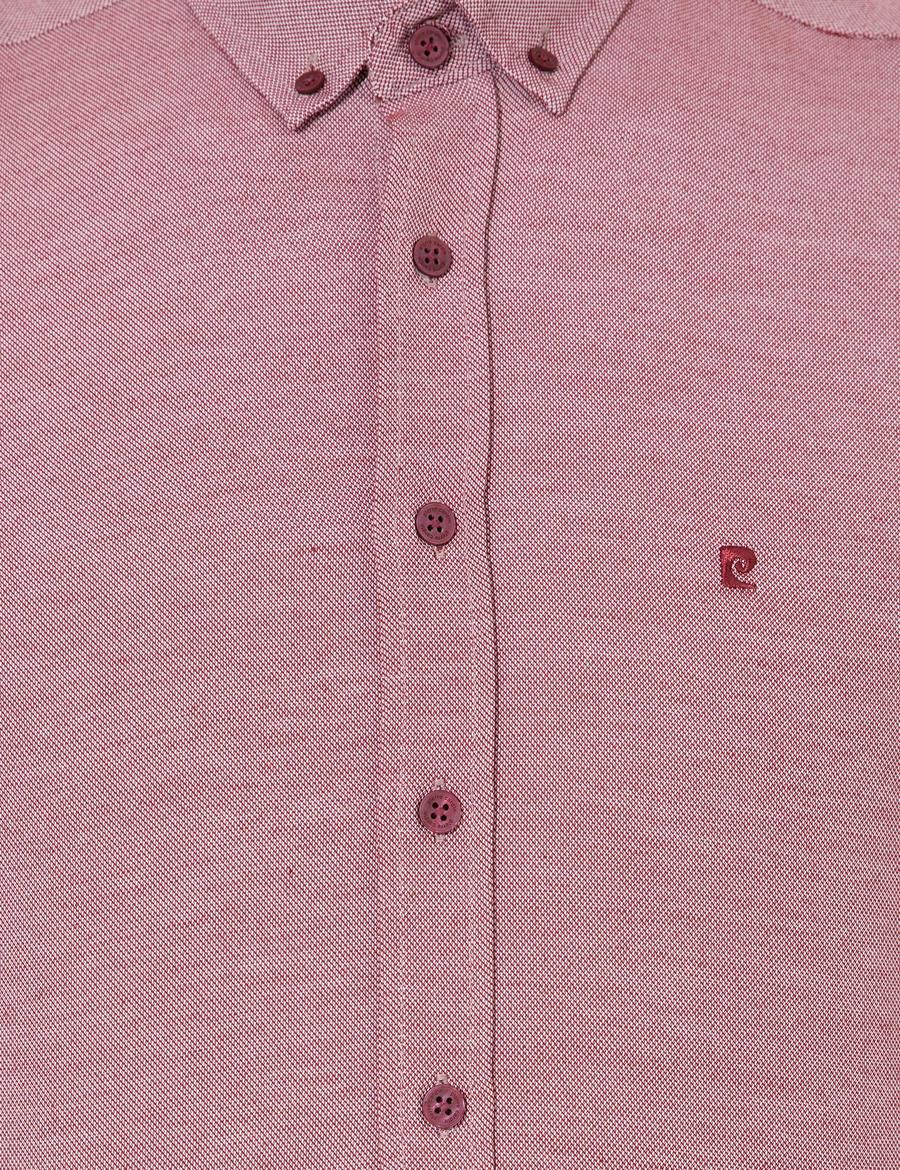 Bordo Slim Fit Uzun Kollu Gömlek