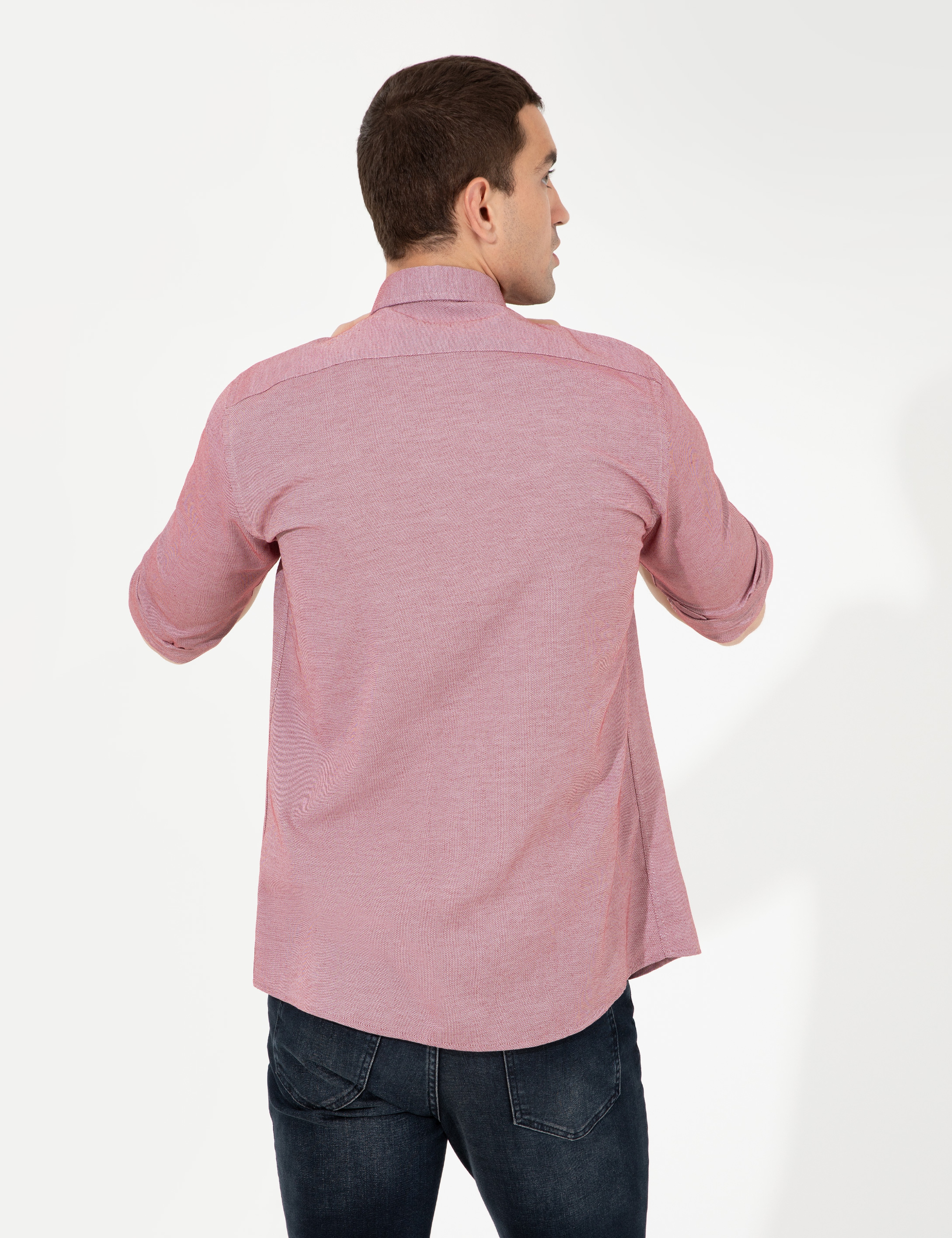 Bordo Slim Fit Uzun Kollu Gömlek
