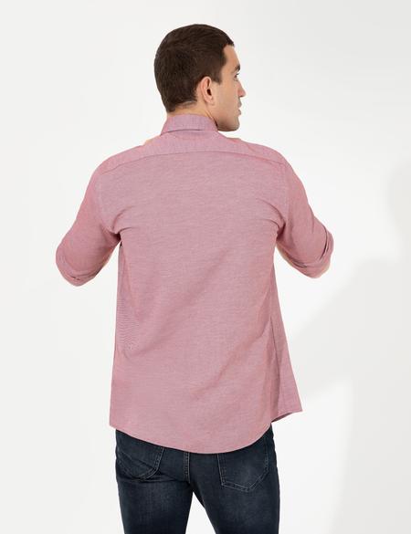 Bordo Slim Fit Uzun Kollu Gömlek - 50255278028