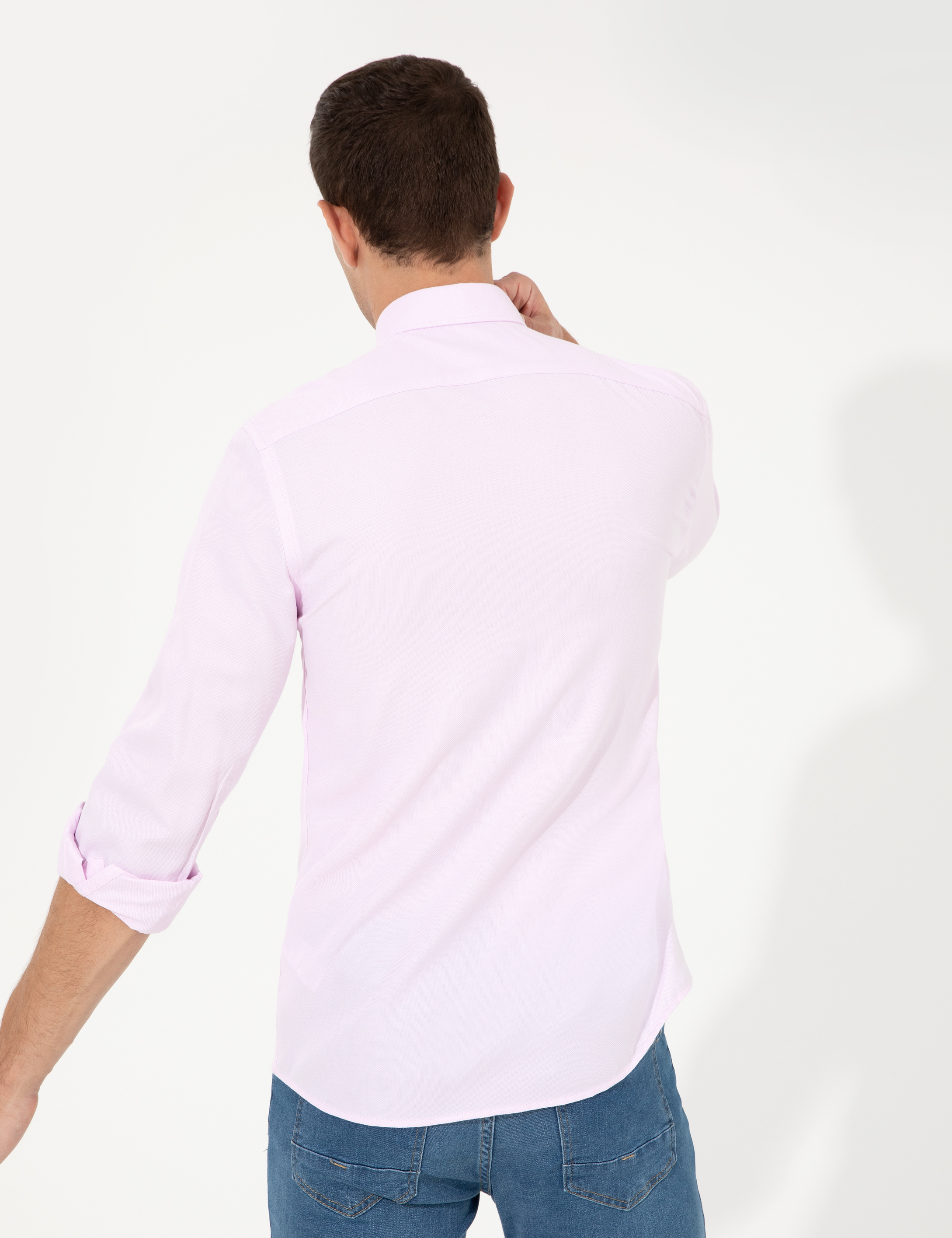 Pembe Slim Fit Oxford Gömlek - Image 5