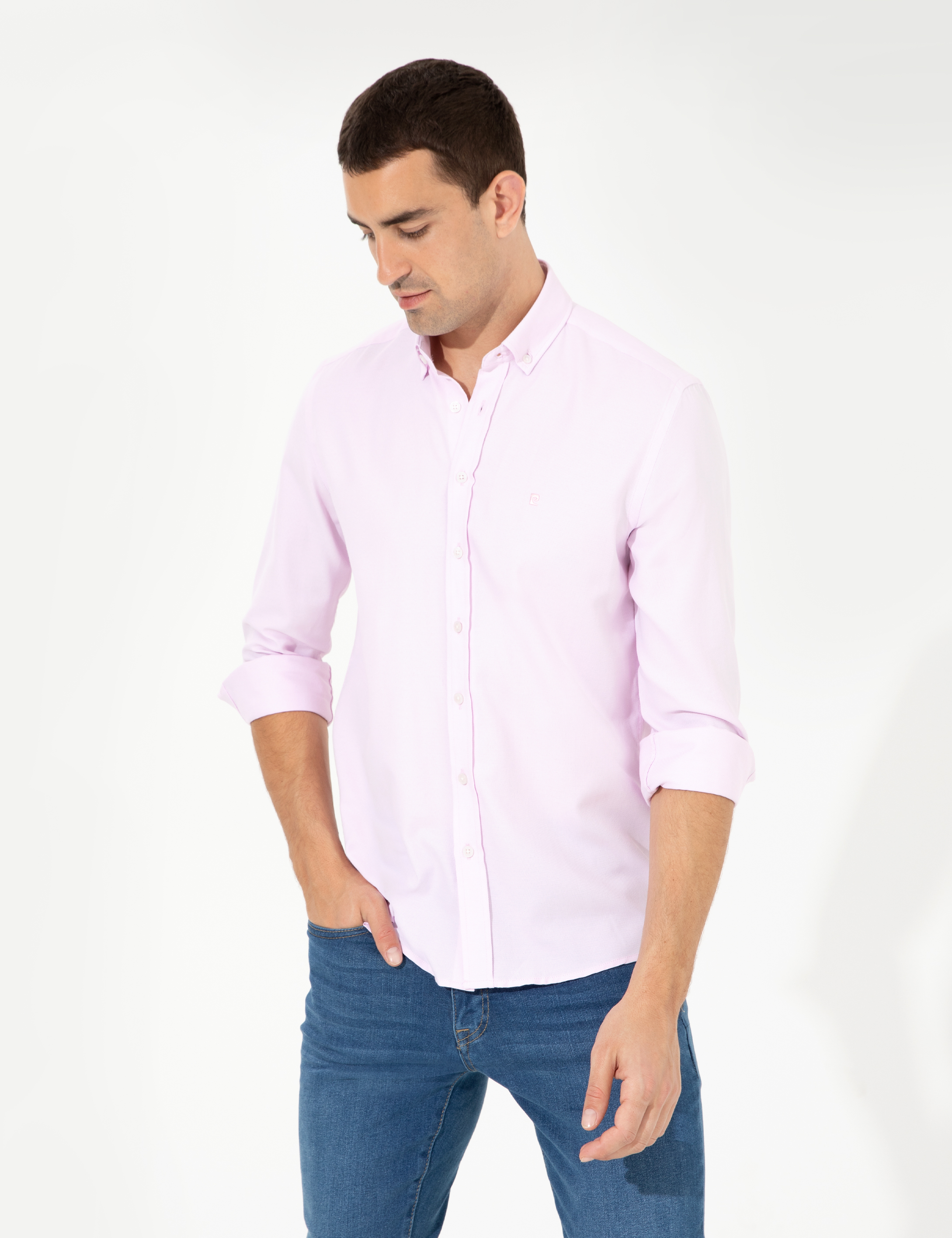 Pembe Slim Fit Oxford Gömlek - Image 3