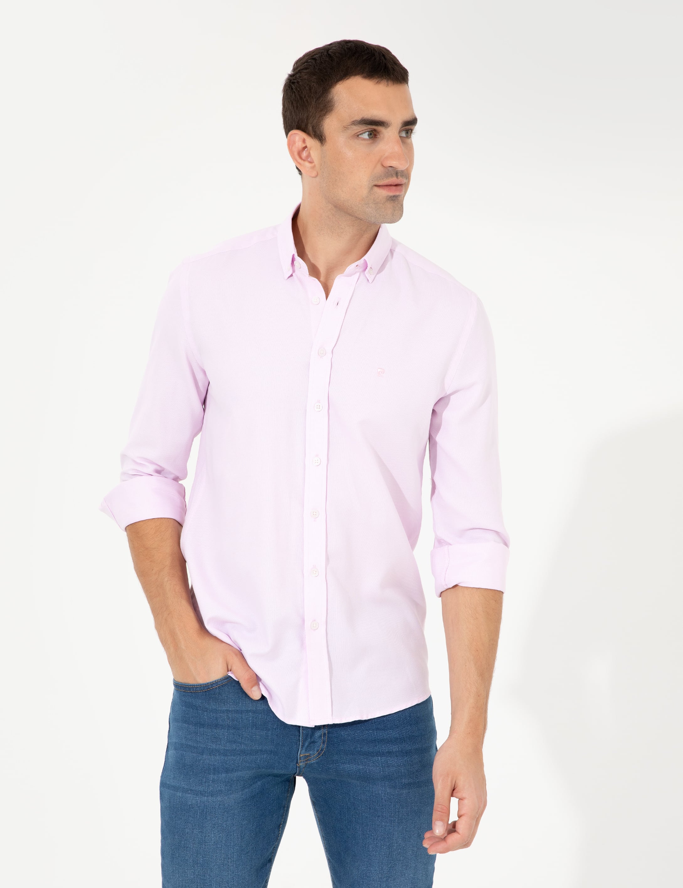 Pembe Slim Fit Oxford Gömlek - Image 1