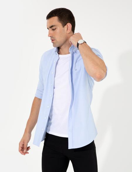 Açık Mavi Slim Fit Oxford Gömlek - 50255278070