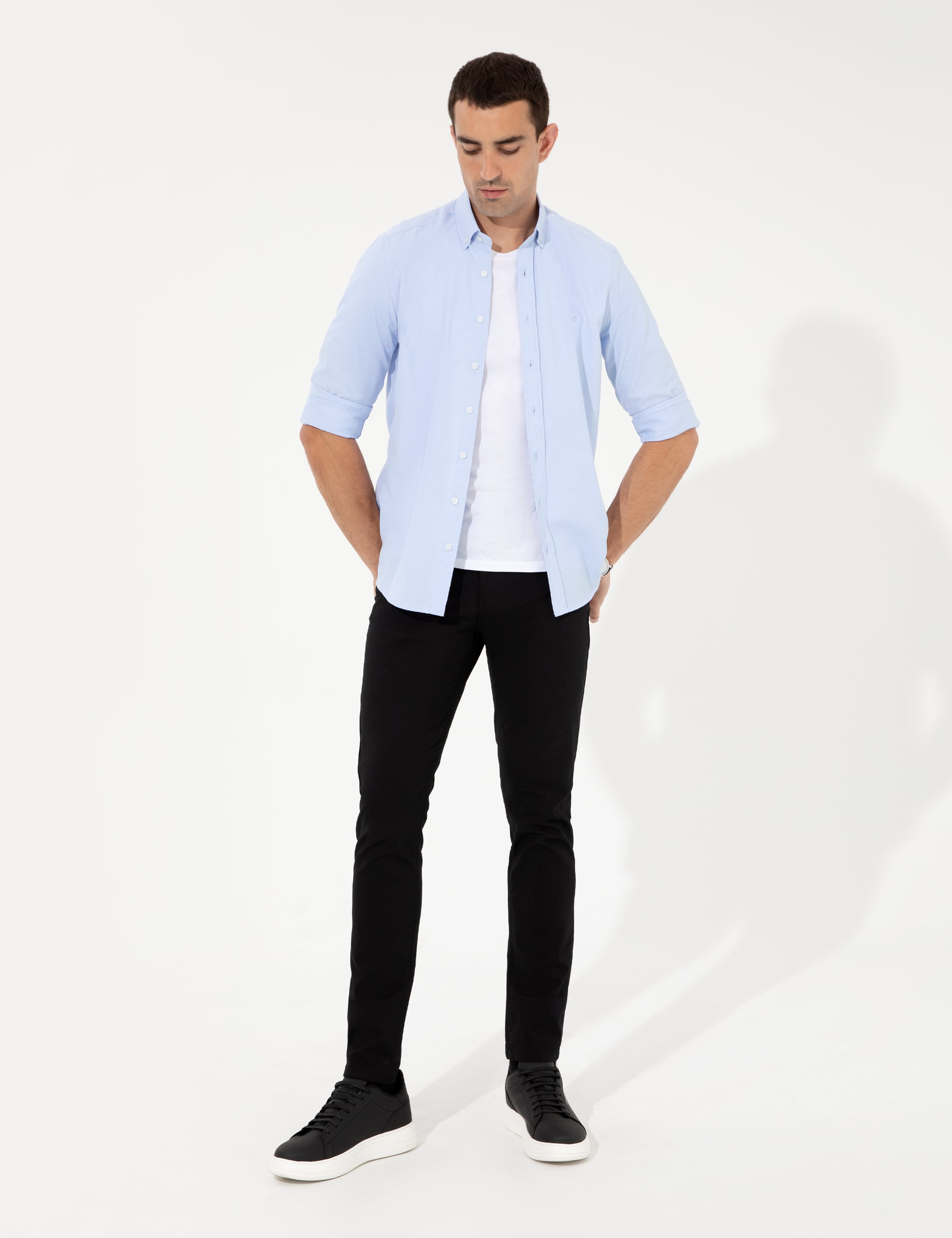 Açık Mavi Slim Fit Oxford Gömlek