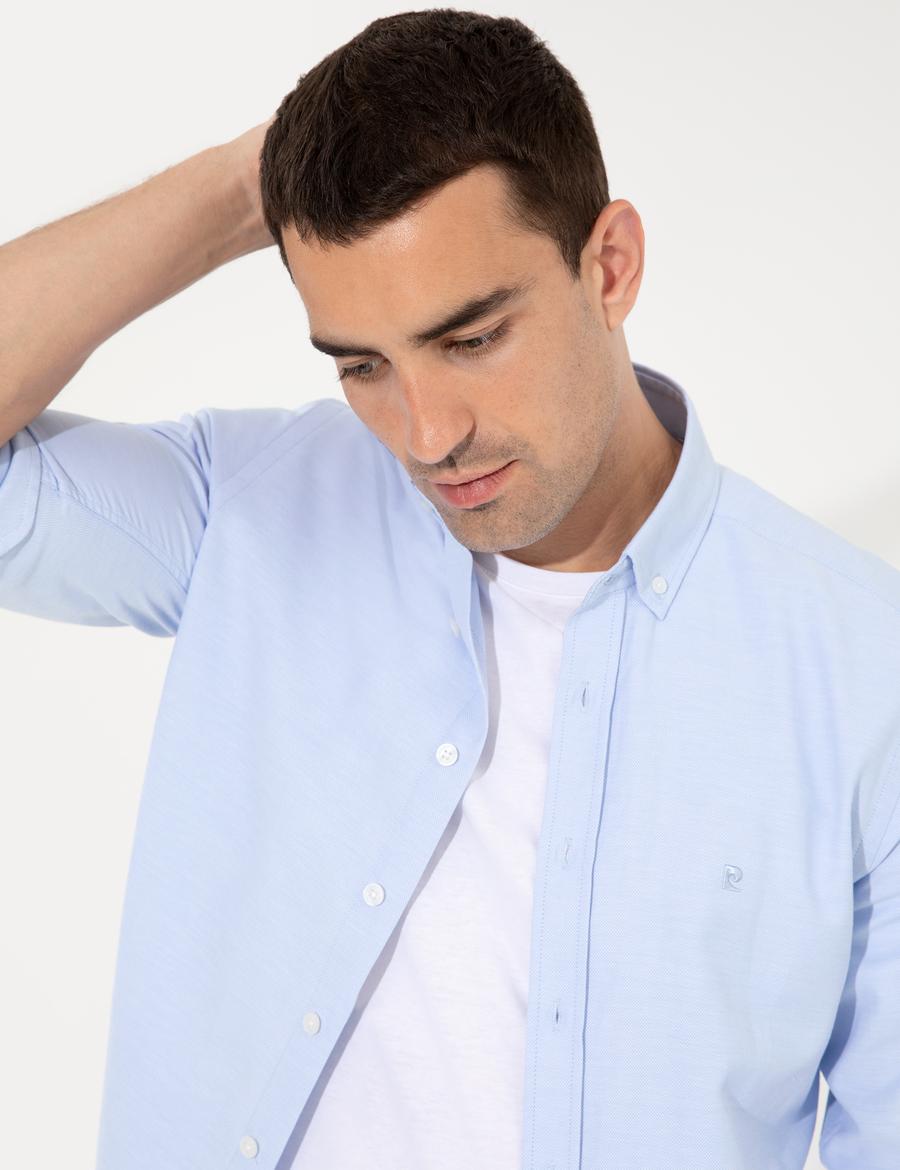 Açık Mavi Slim Fit Oxford Gömlek
