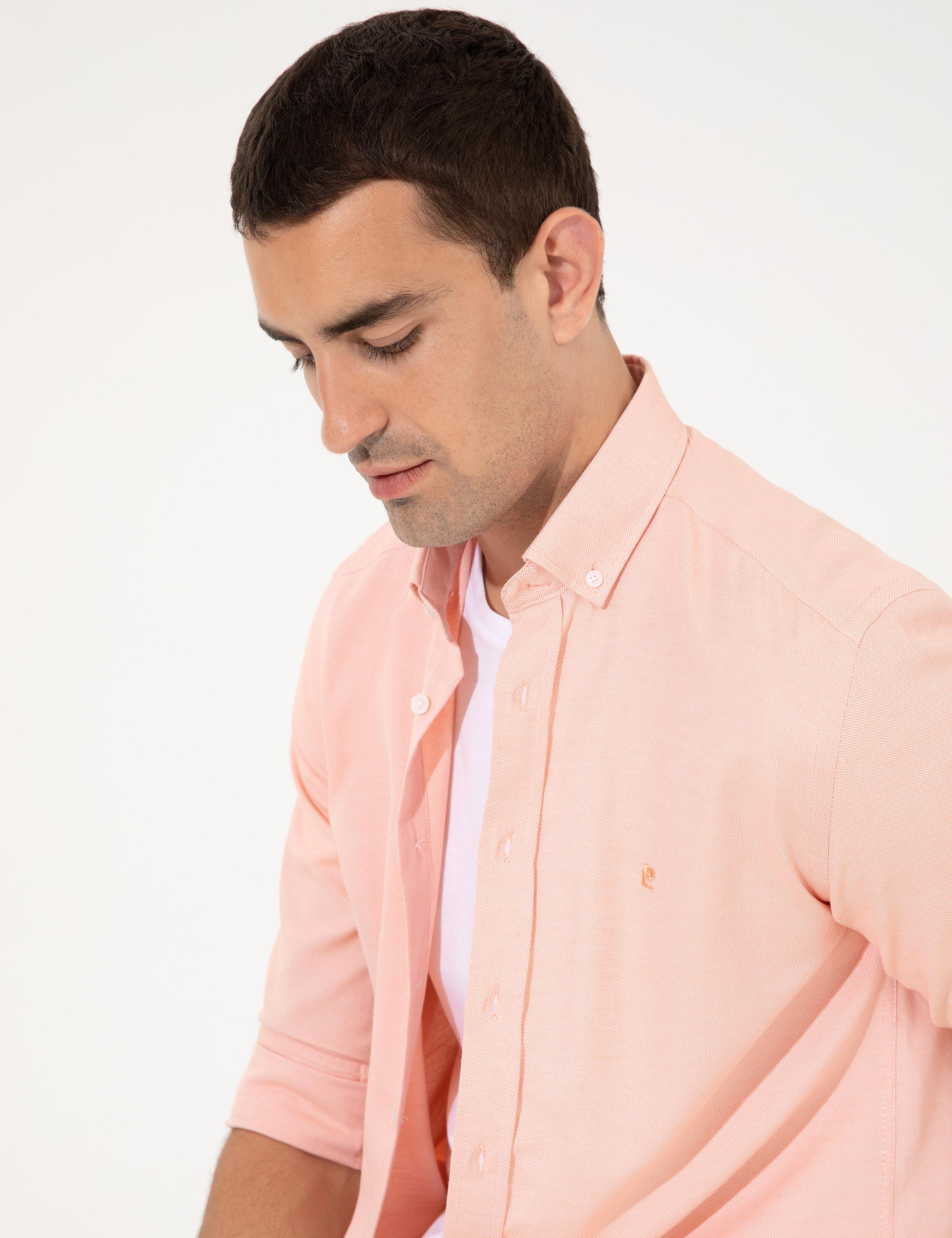 Turuncu Slim Fit Oxford Gömlek