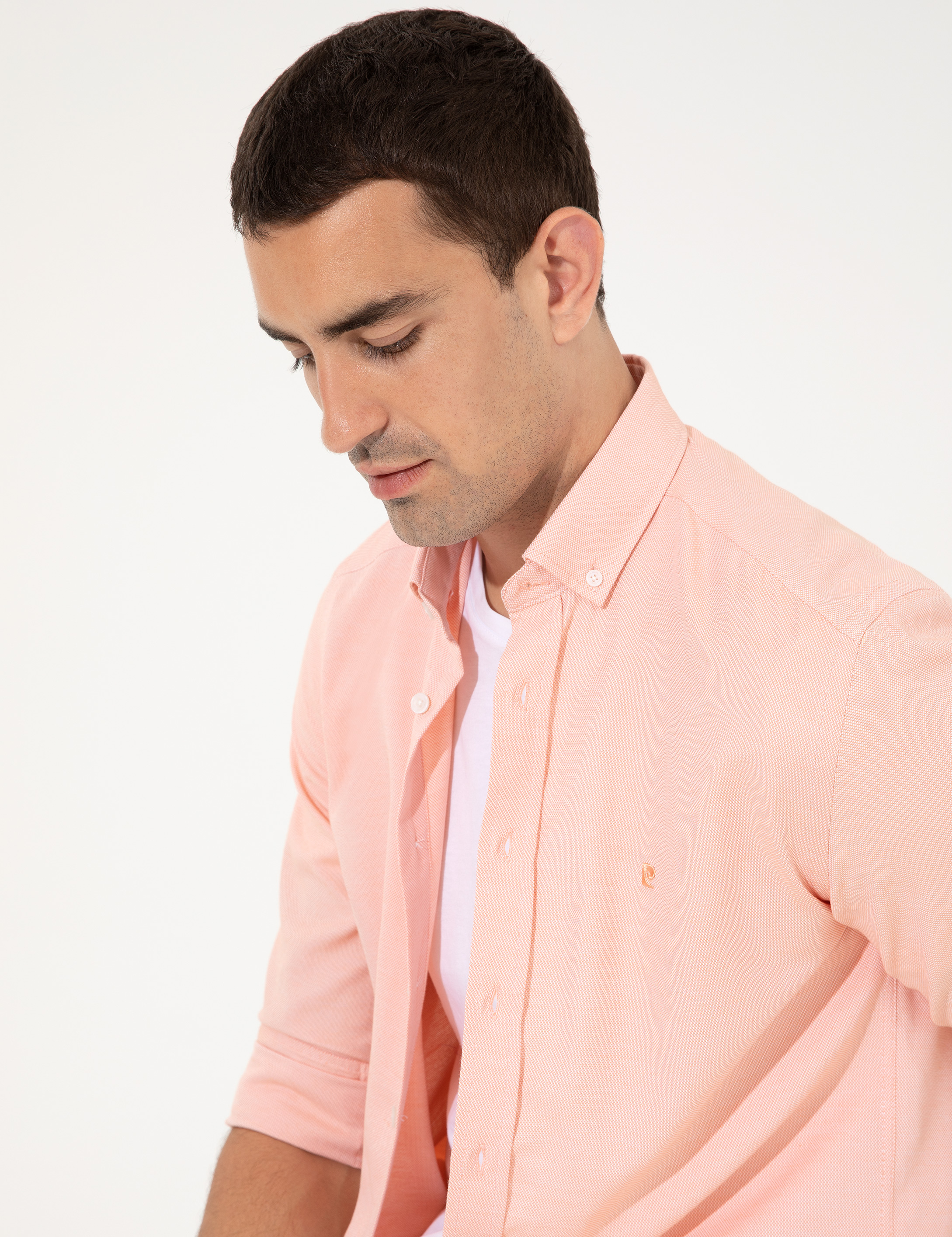 Turuncu Slim Fit Oxford Gömlek - Image 2