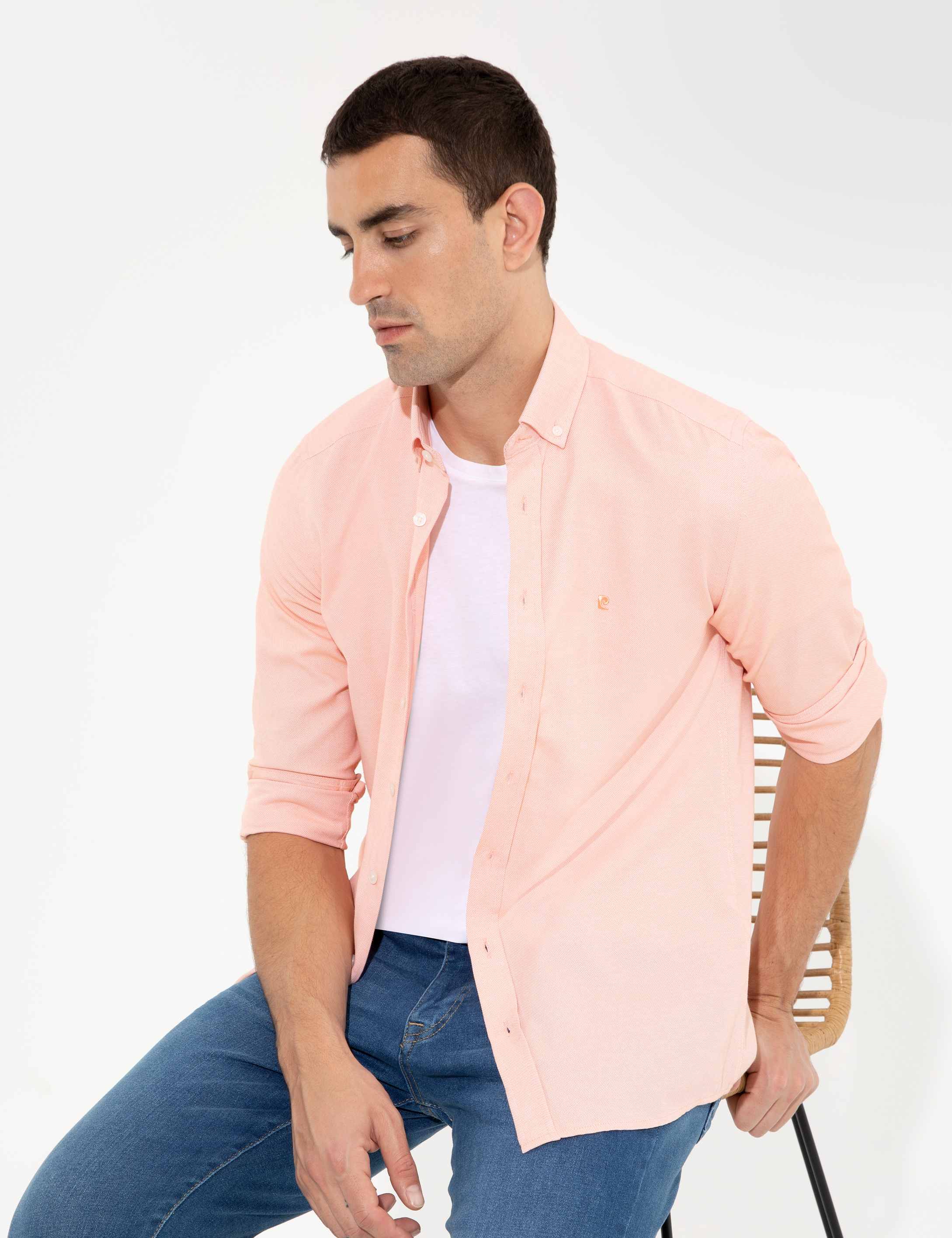 Turuncu Slim Fit Oxford Gömlek - Image 1