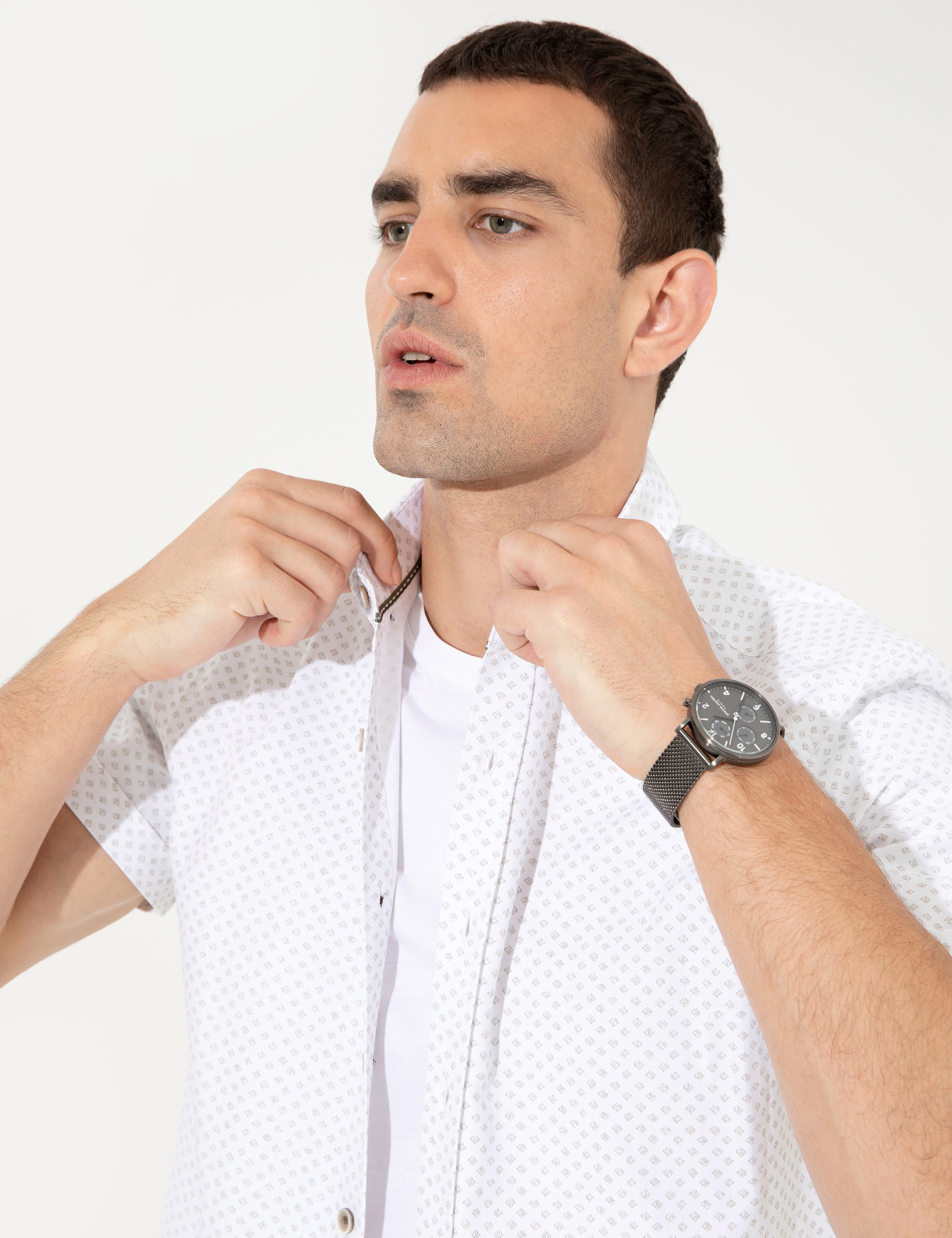 Haki Regular Fit Kısa Kollu Gömlek - Image 3