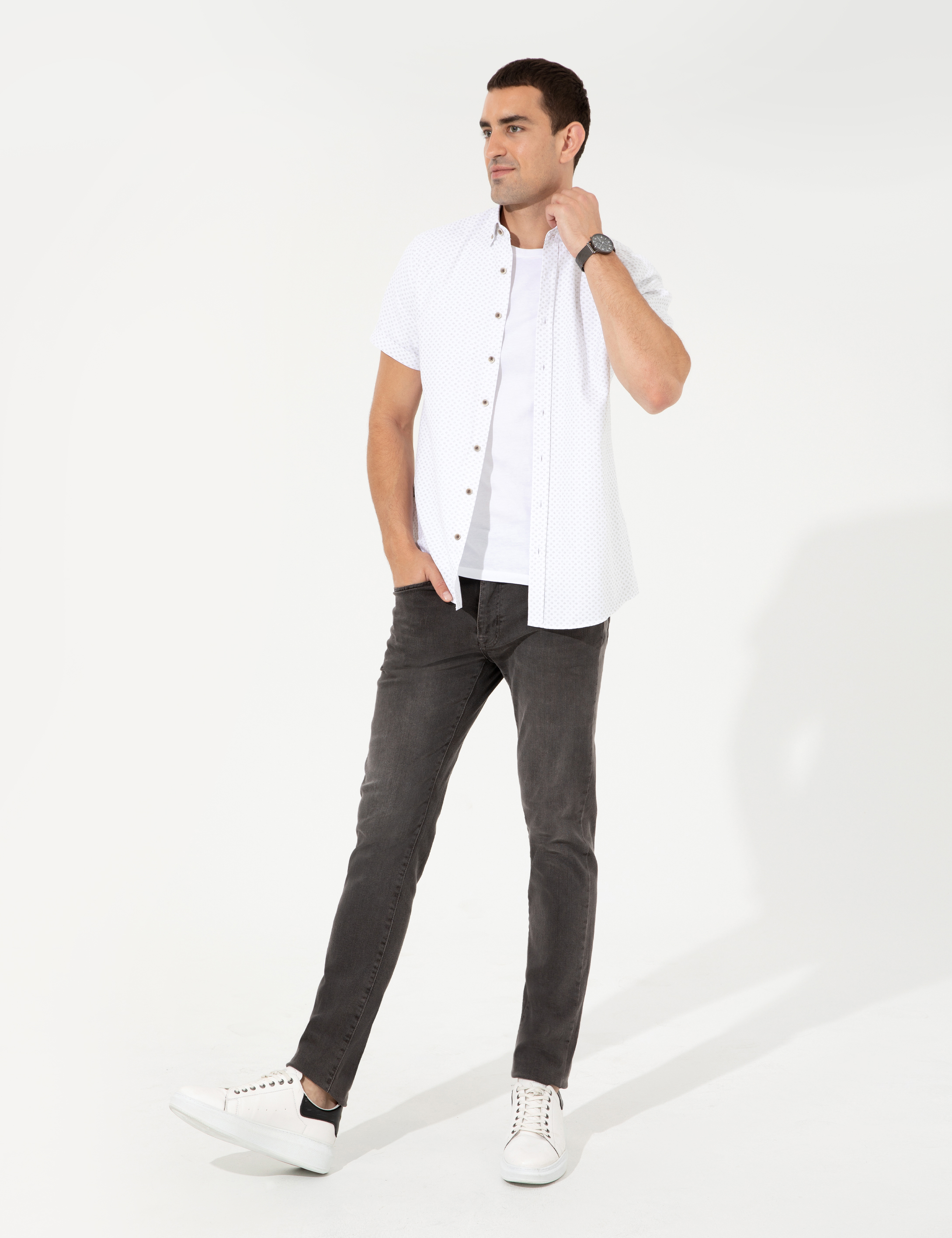 Haki Regular Fit Kısa Kollu Gömlek - Image 2