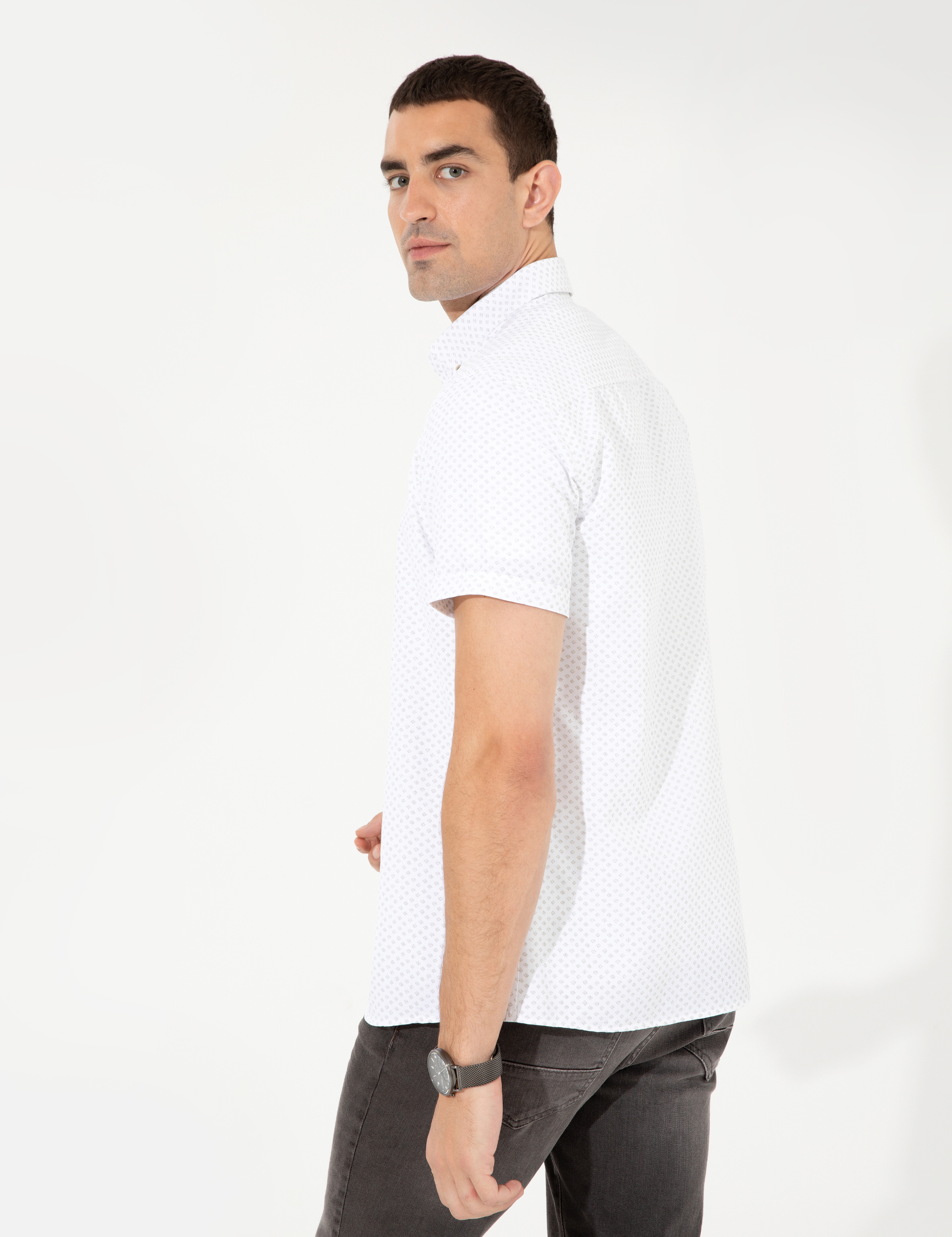 Haki Regular Fit Kısa Kollu Gömlek - Image 5