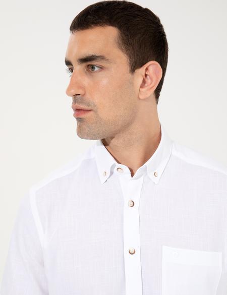 Beyaz Regular Fit Kısa Kollu Gömlek - 50249763048