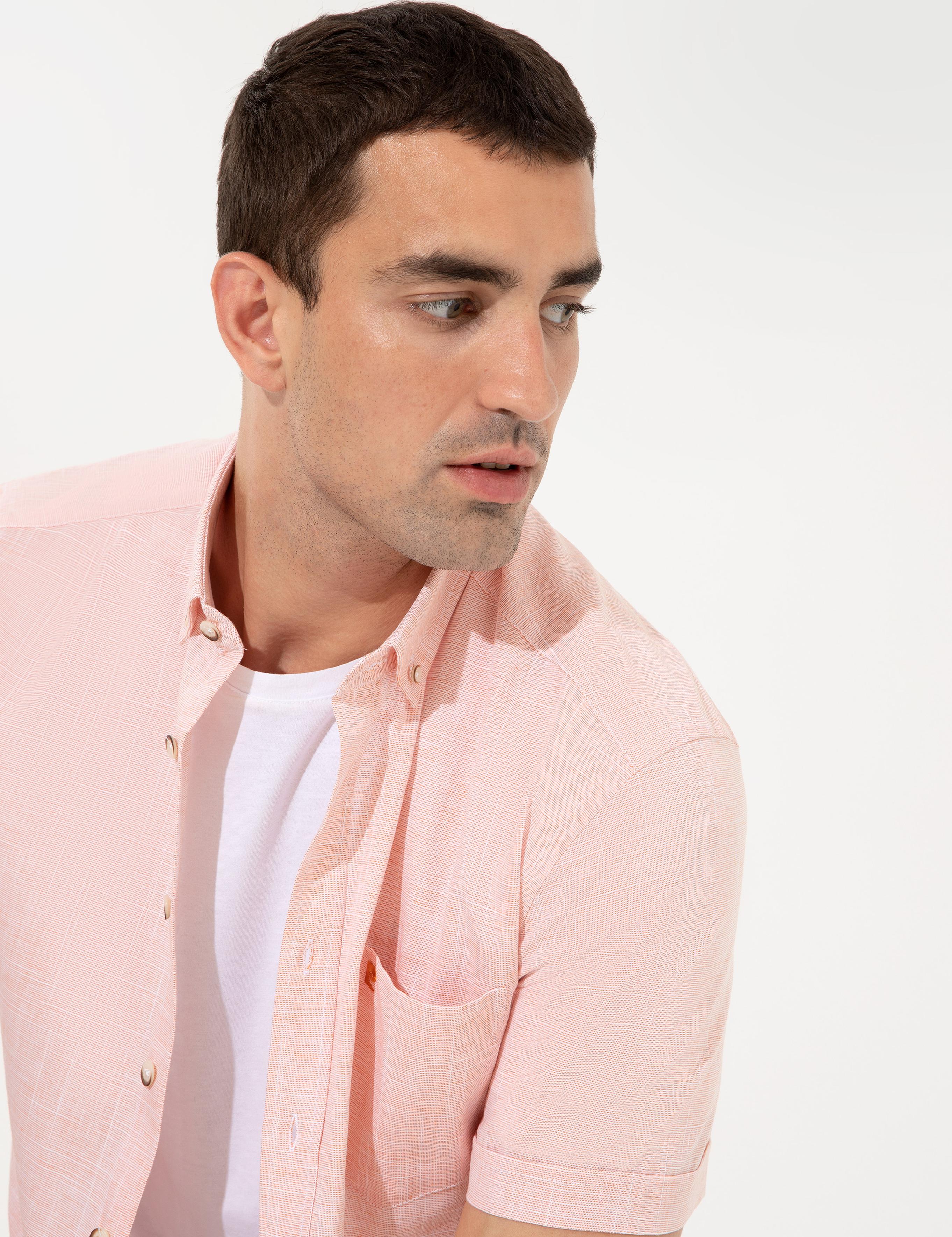 Turuncu Regular Fit Kısa Kollu Gömlek