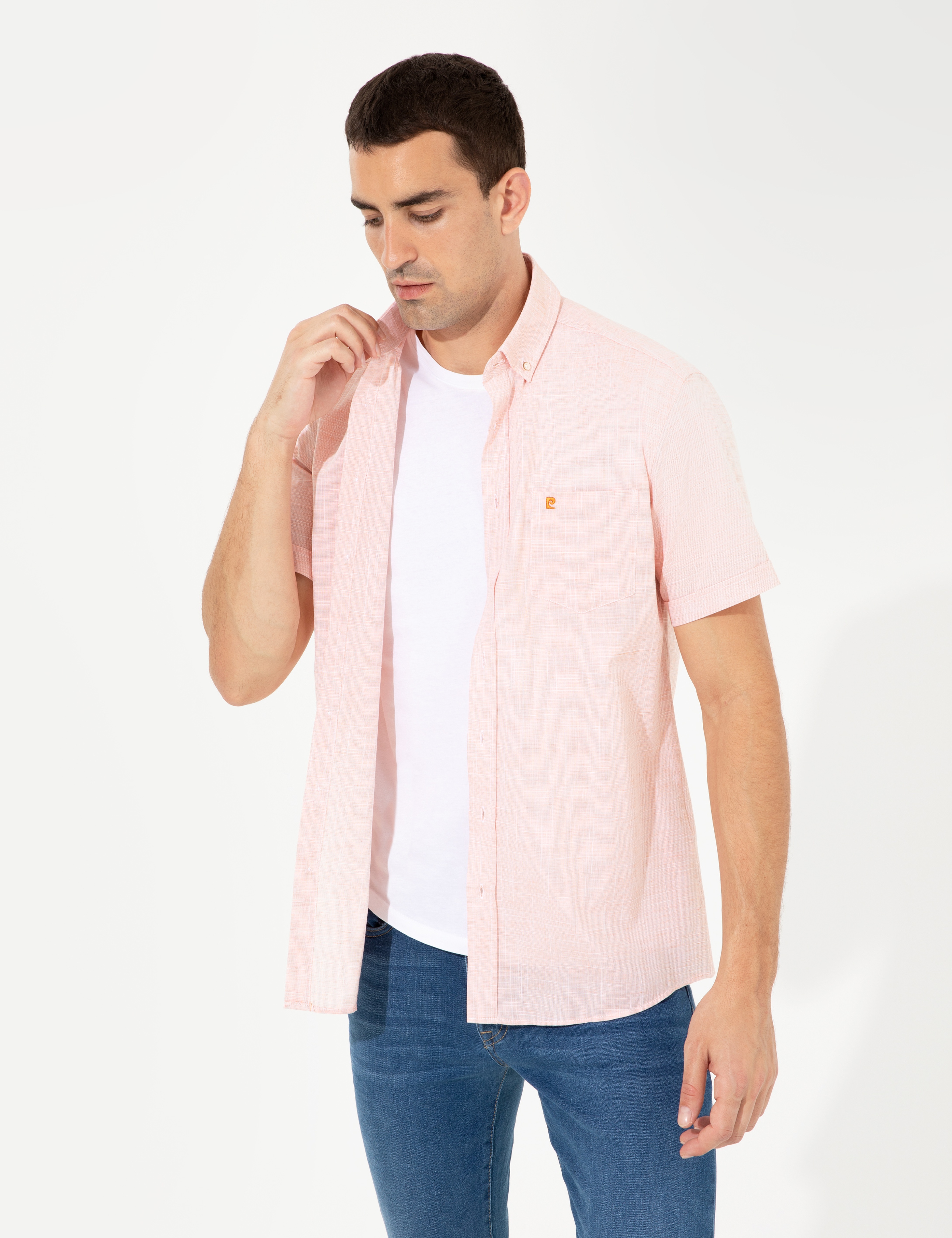 Turuncu Regular Fit Kısa Kollu Gömlek - Image 3