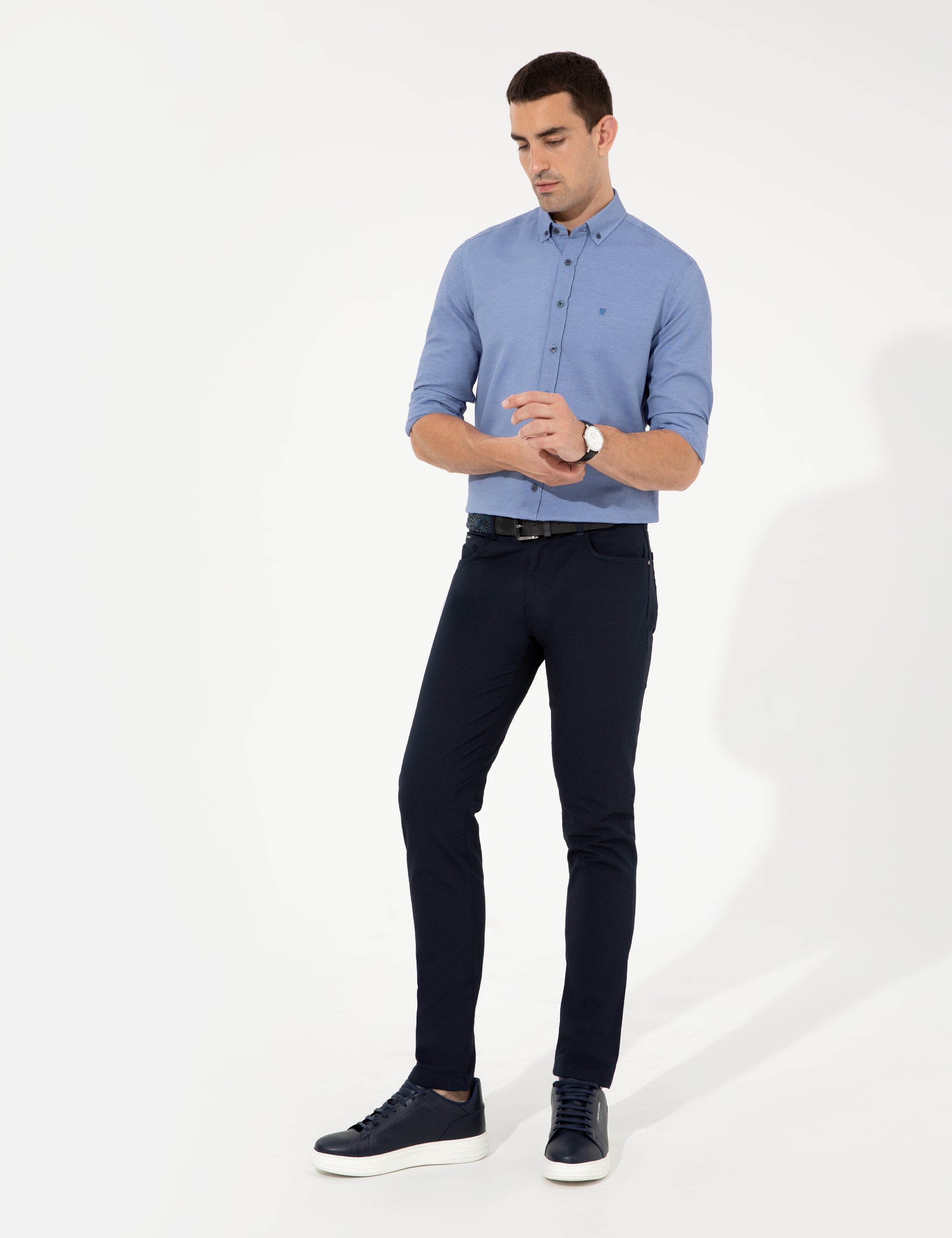 Lacivert Slim Fit Oxford Gömlek - Image 4