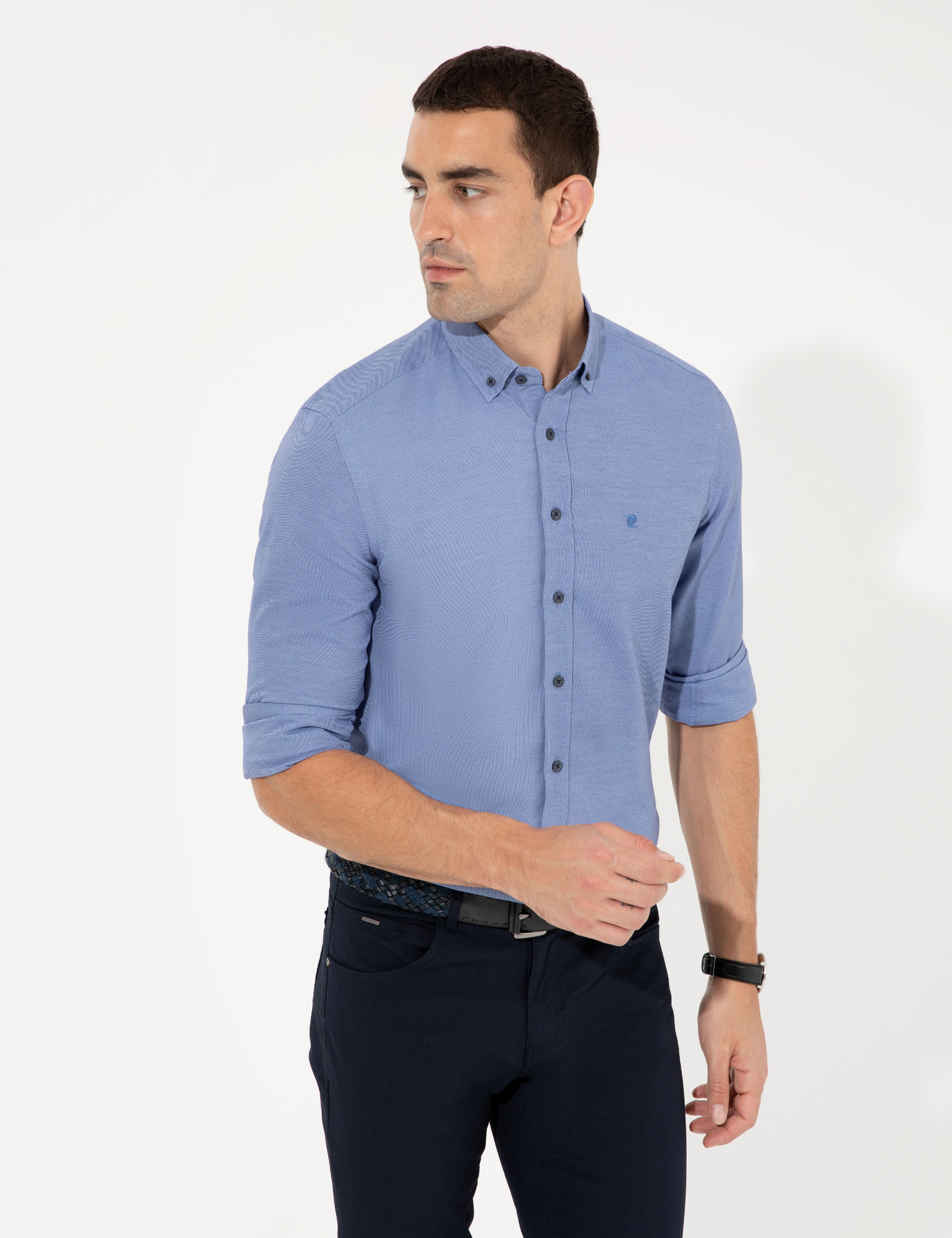 Lacivert Slim Fit Oxford Gömlek - Image 3