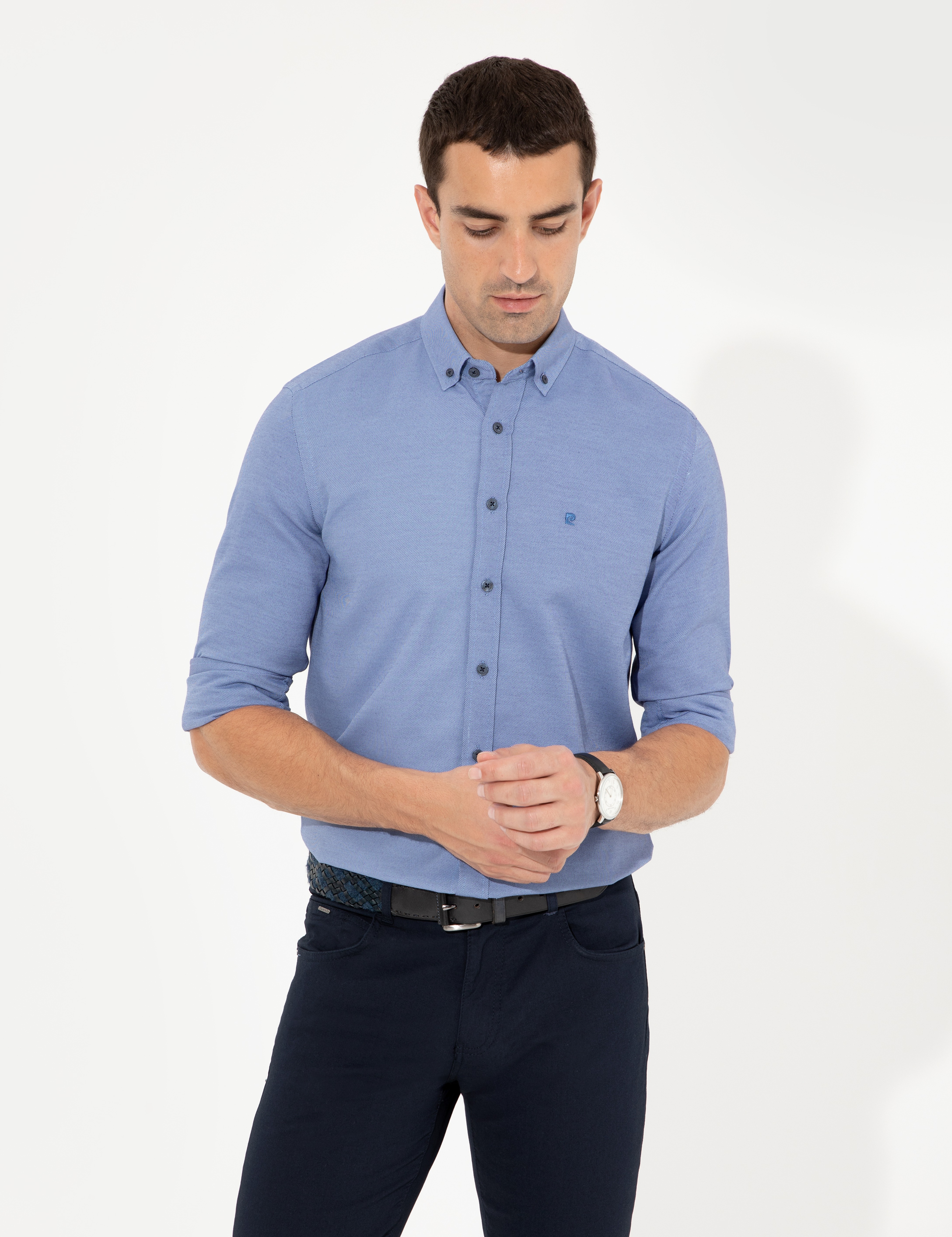 Lacivert Slim Fit Oxford Gömlek - Image 1