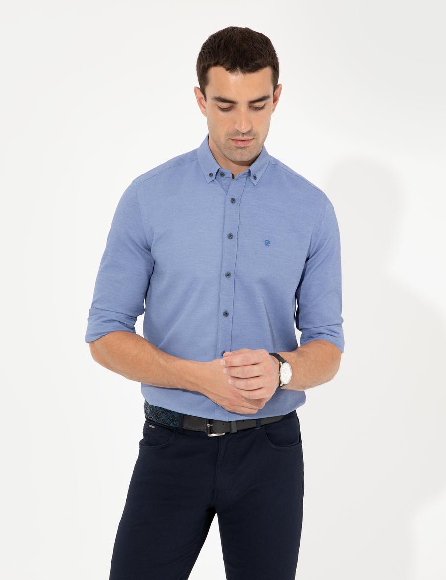 Lacivert Slim Fit Oxford Gömlek