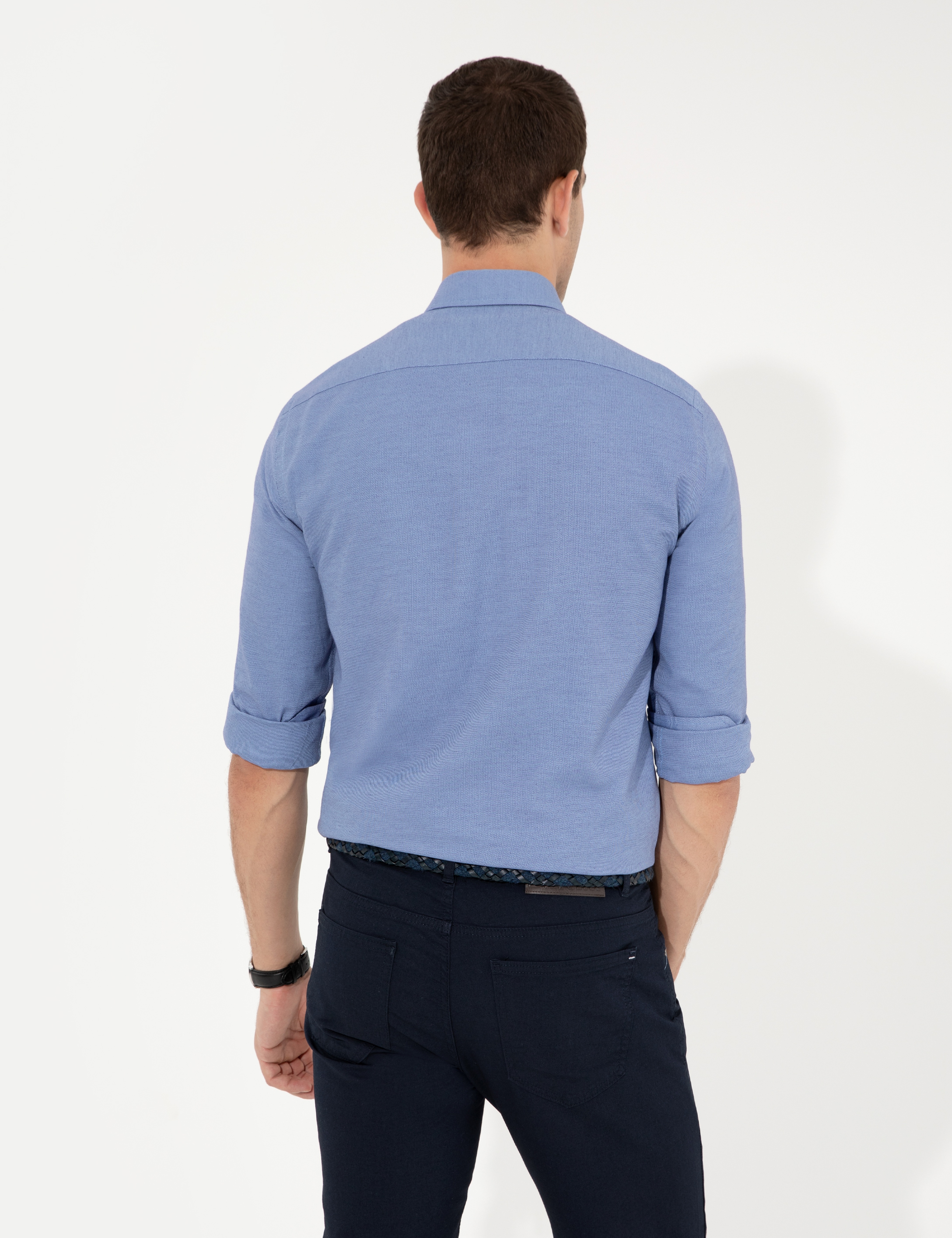 Lacivert Slim Fit Oxford Gömlek - Image 5