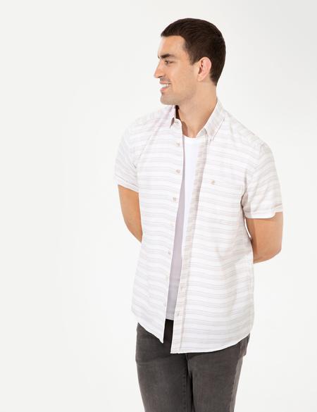 Bej Regular Fit Kısa Kollu Gömlek - 50252473006