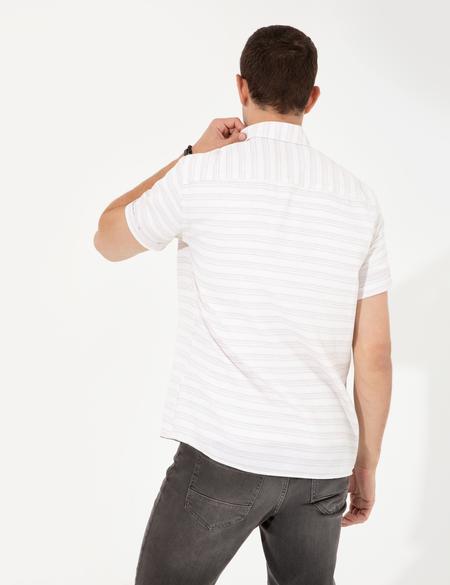 Bej Regular Fit Kısa Kollu Gömlek - 50252473006