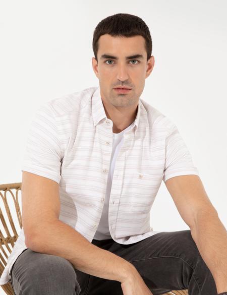 Bej Regular Fit Kısa Kollu Gömlek - 50252473006