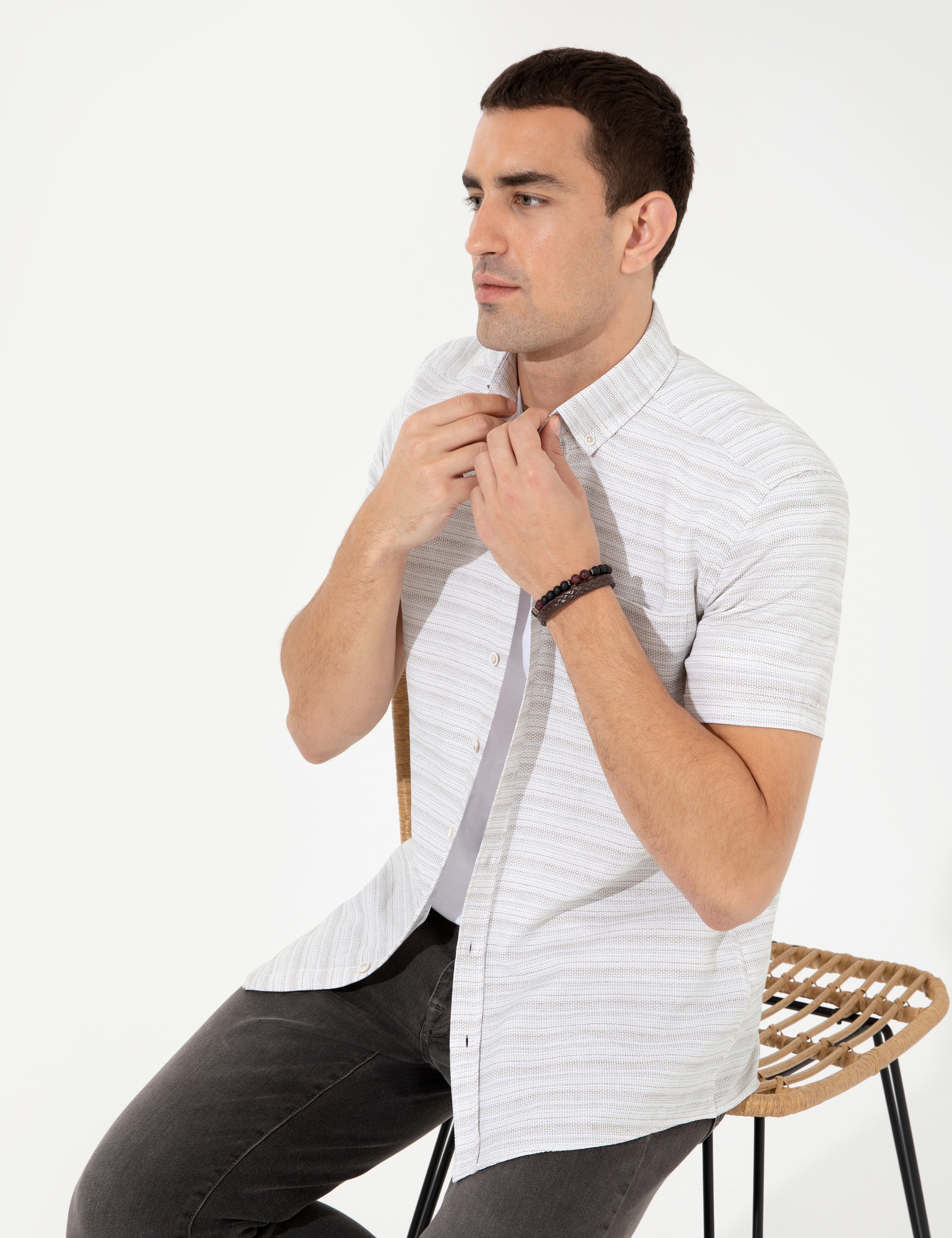 Haki Regular Fit Kısa Kollu Gömlek - Image 2