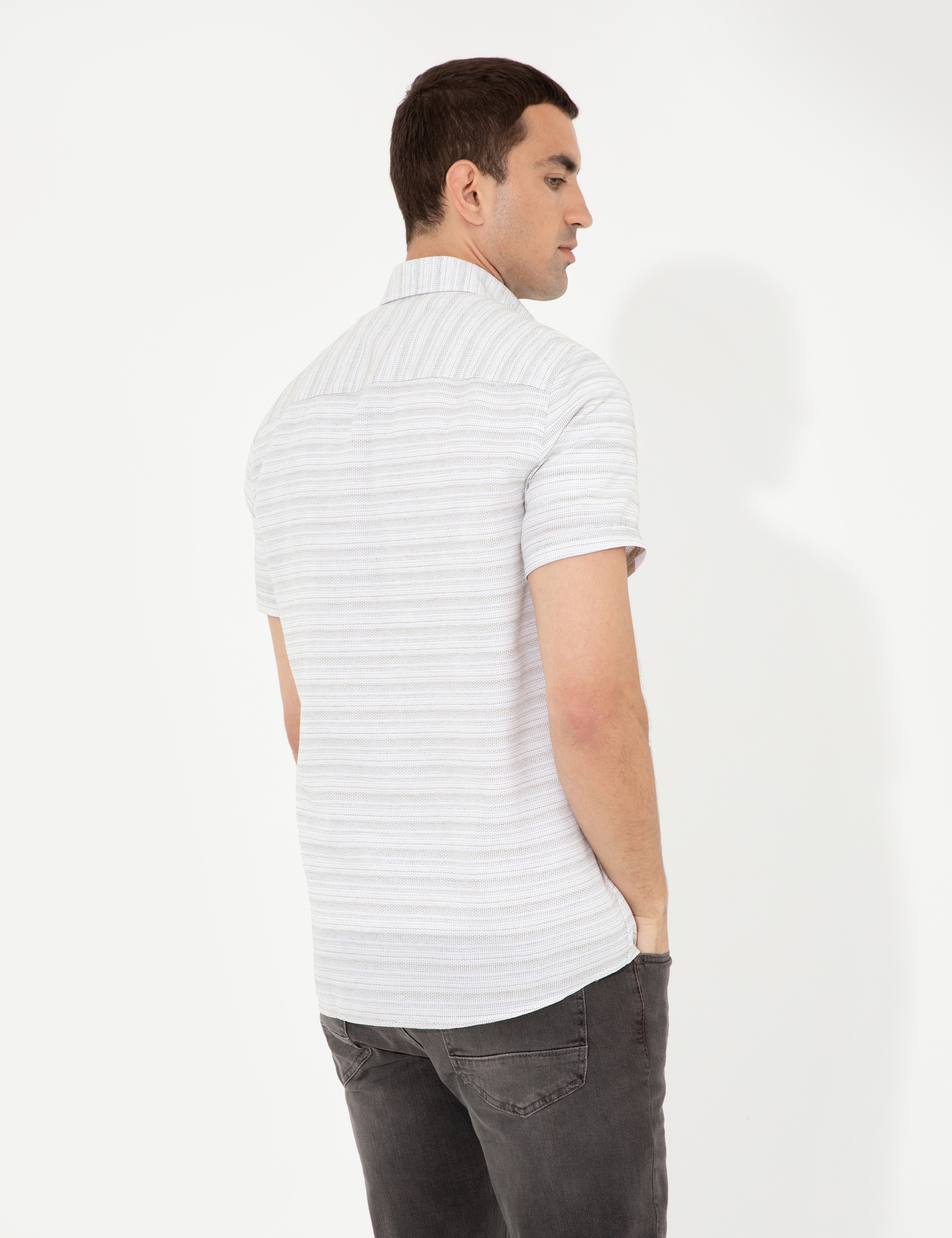 Haki Regular Fit Kısa Kollu Gömlek - Image 5