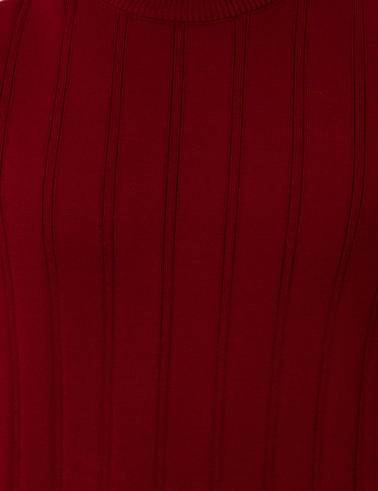 Bordo Slim Fit Yarım Balıkçı Yaka Triko Kazak