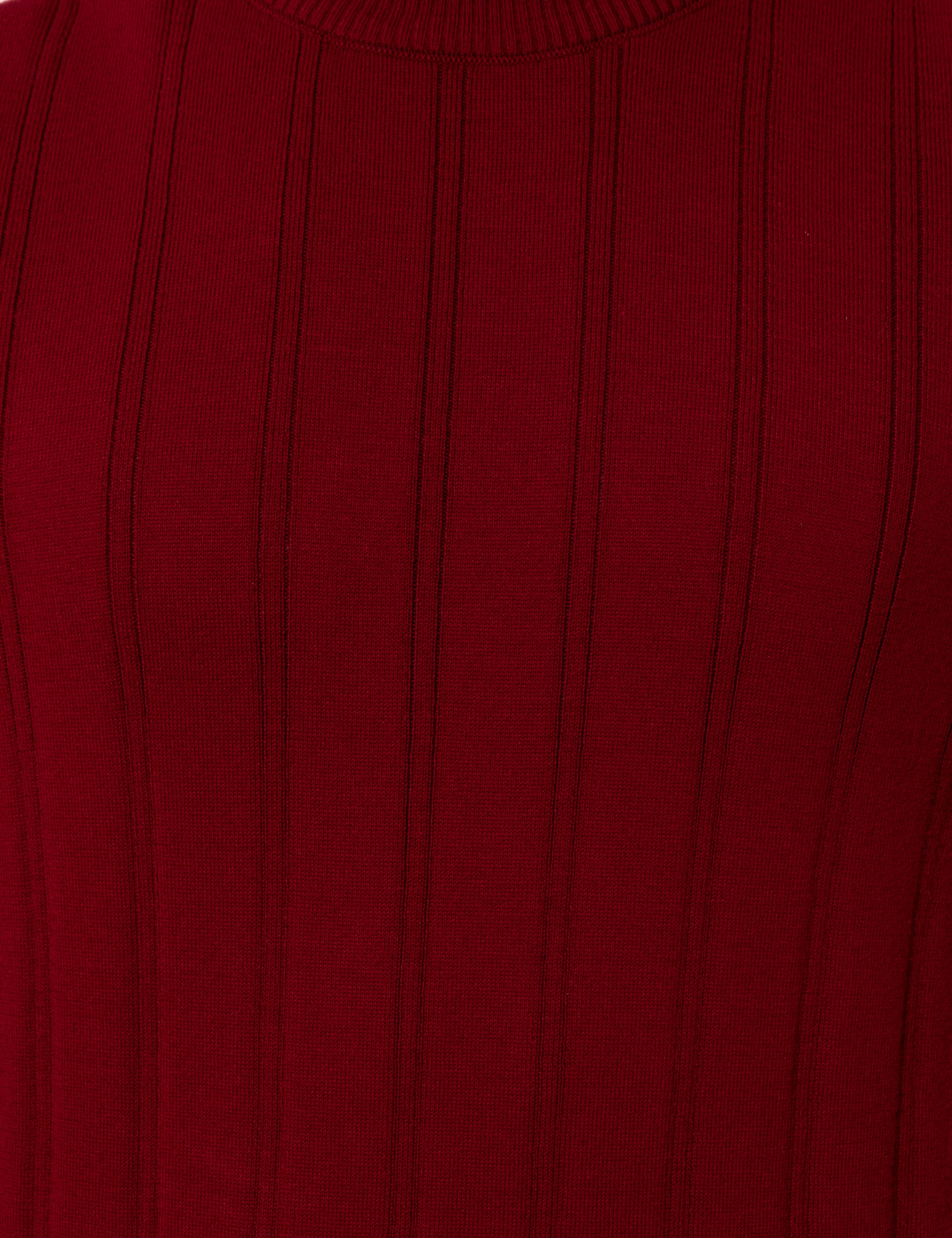 Bordo Slim Fit Yarım Balıkçı Yaka Triko Kazak
