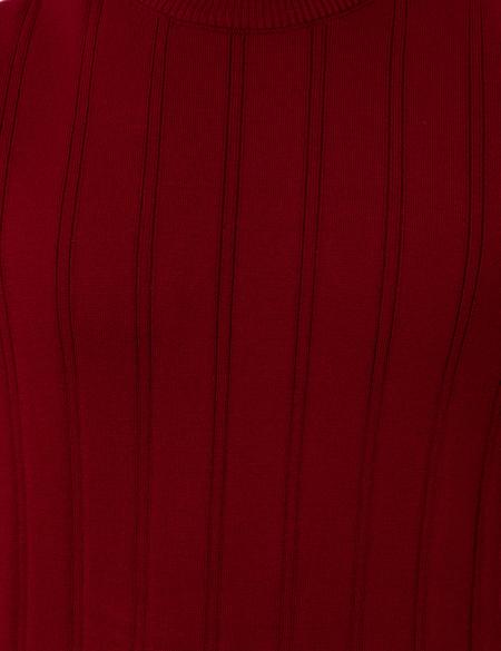 Bordo Slim Fit Yarım Balıkçı Triko Kazak - 50257071023