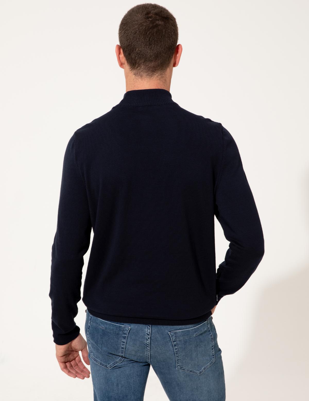 Lacivert Slim Fit Yarım Balıkçı Yaka Triko Kazak - 50257071083