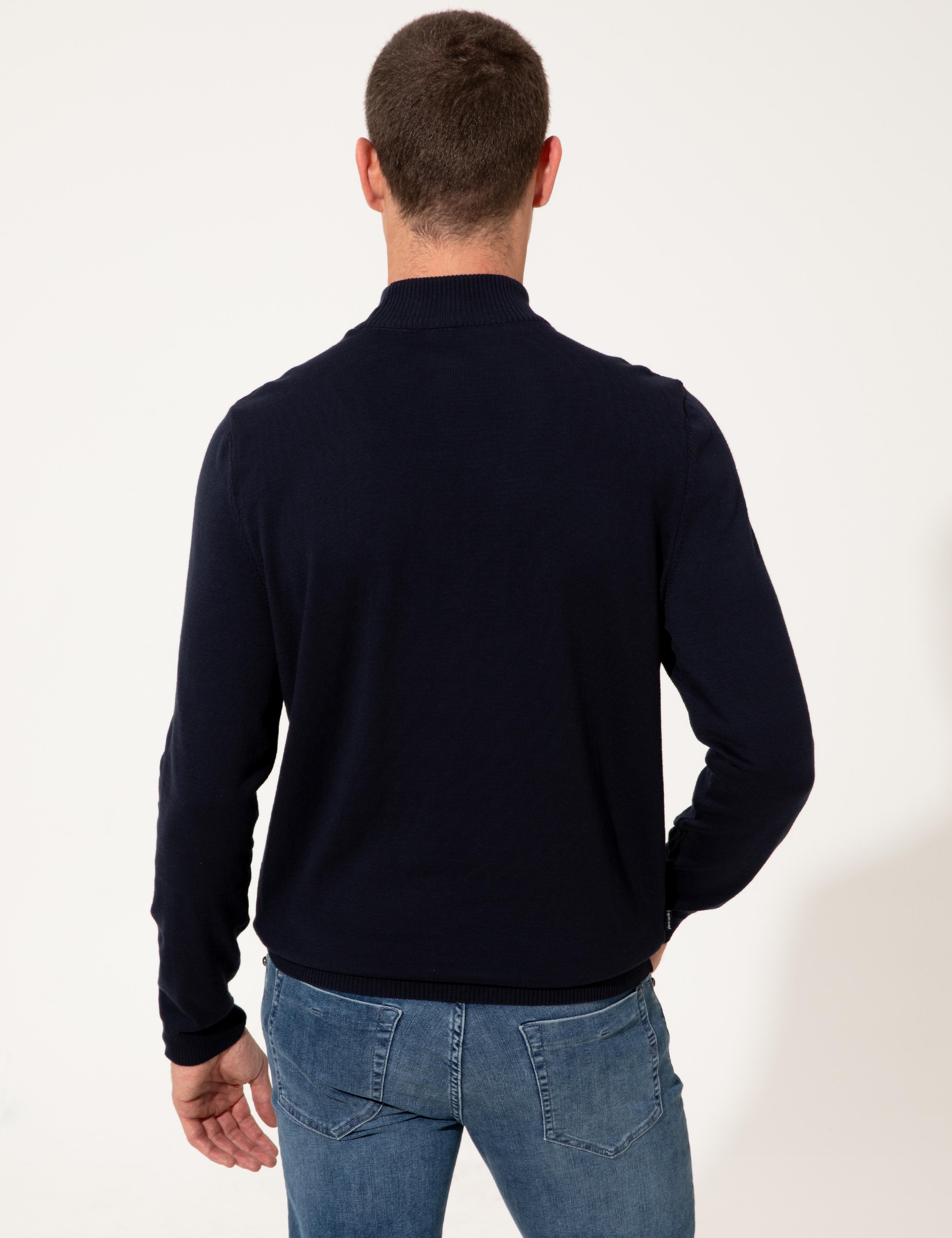 Lacivert Slim Fit Yarım Balıkçı Yaka Triko Kazak