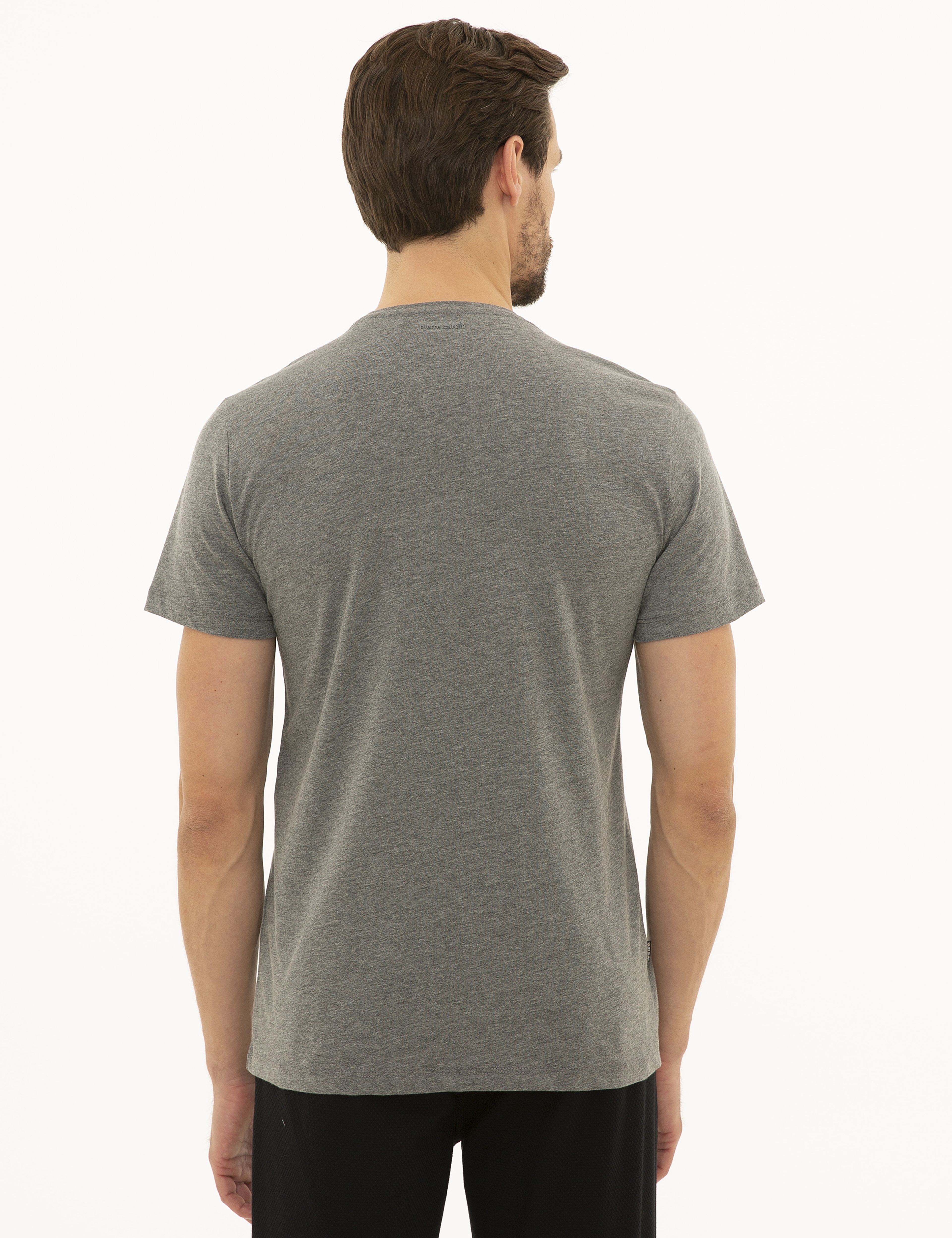 Koyu Gri Melanj Slim Fit Bisiklet Yaka T-Shirt