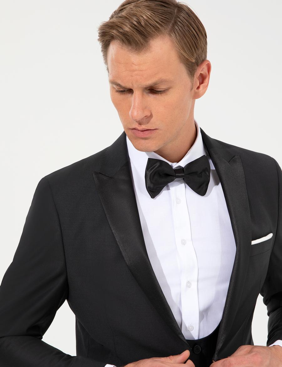 Siyah Slim Fit Smokin Damatlık