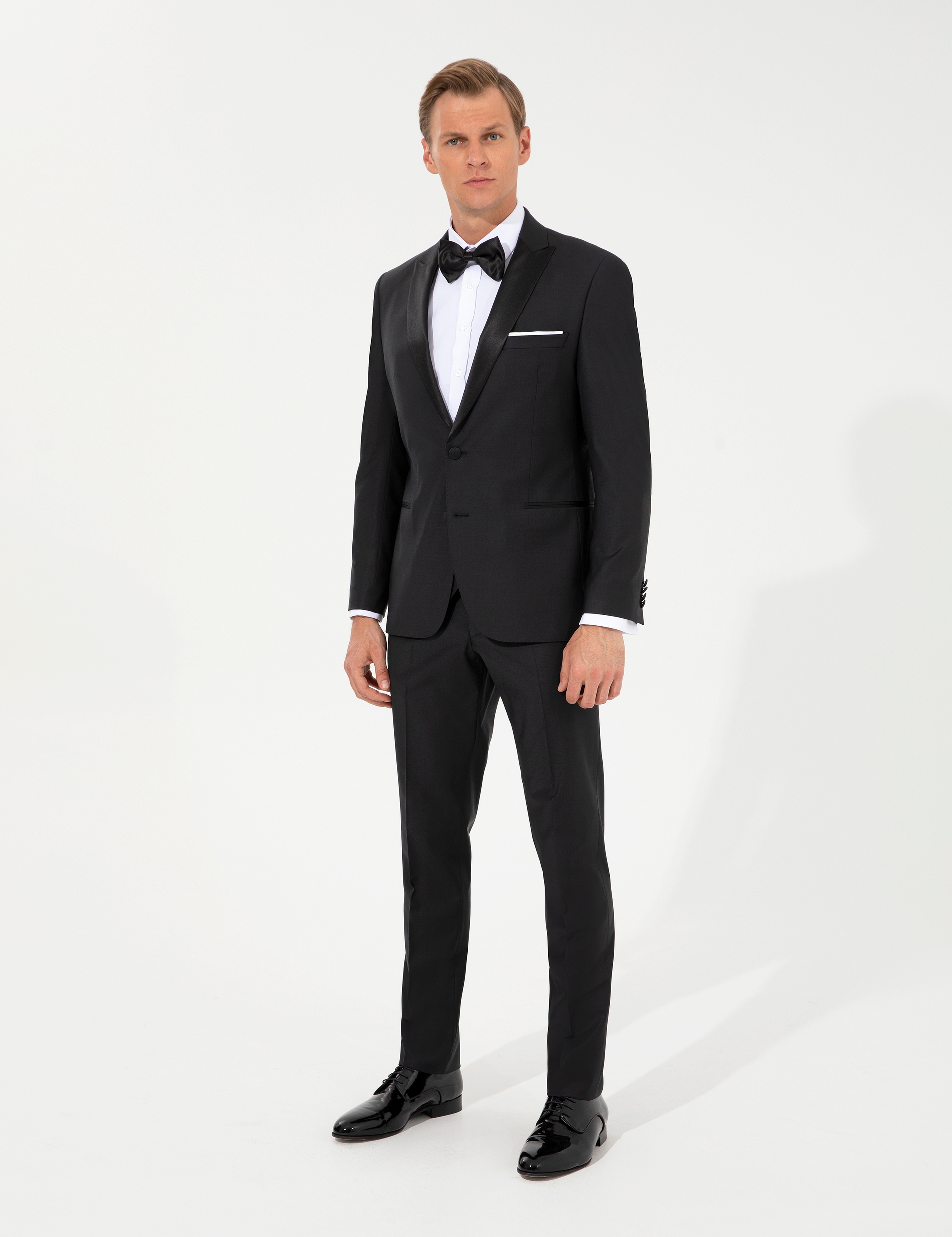 Siyah Slim Fit Smokin Damatlık - Image 4