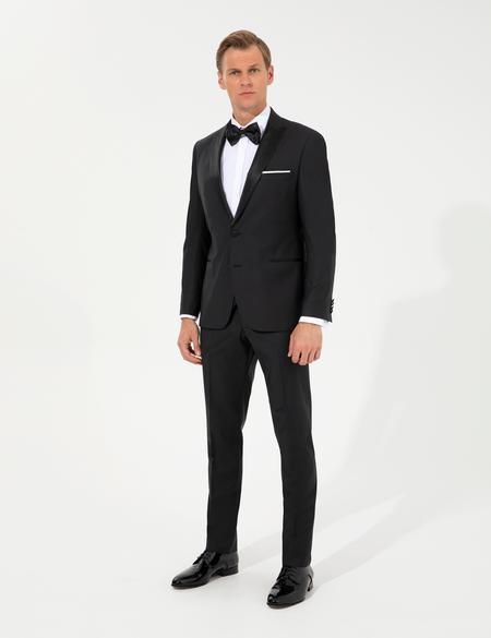 Siyah Slim Fit Smokin Damatlık - 50222948014