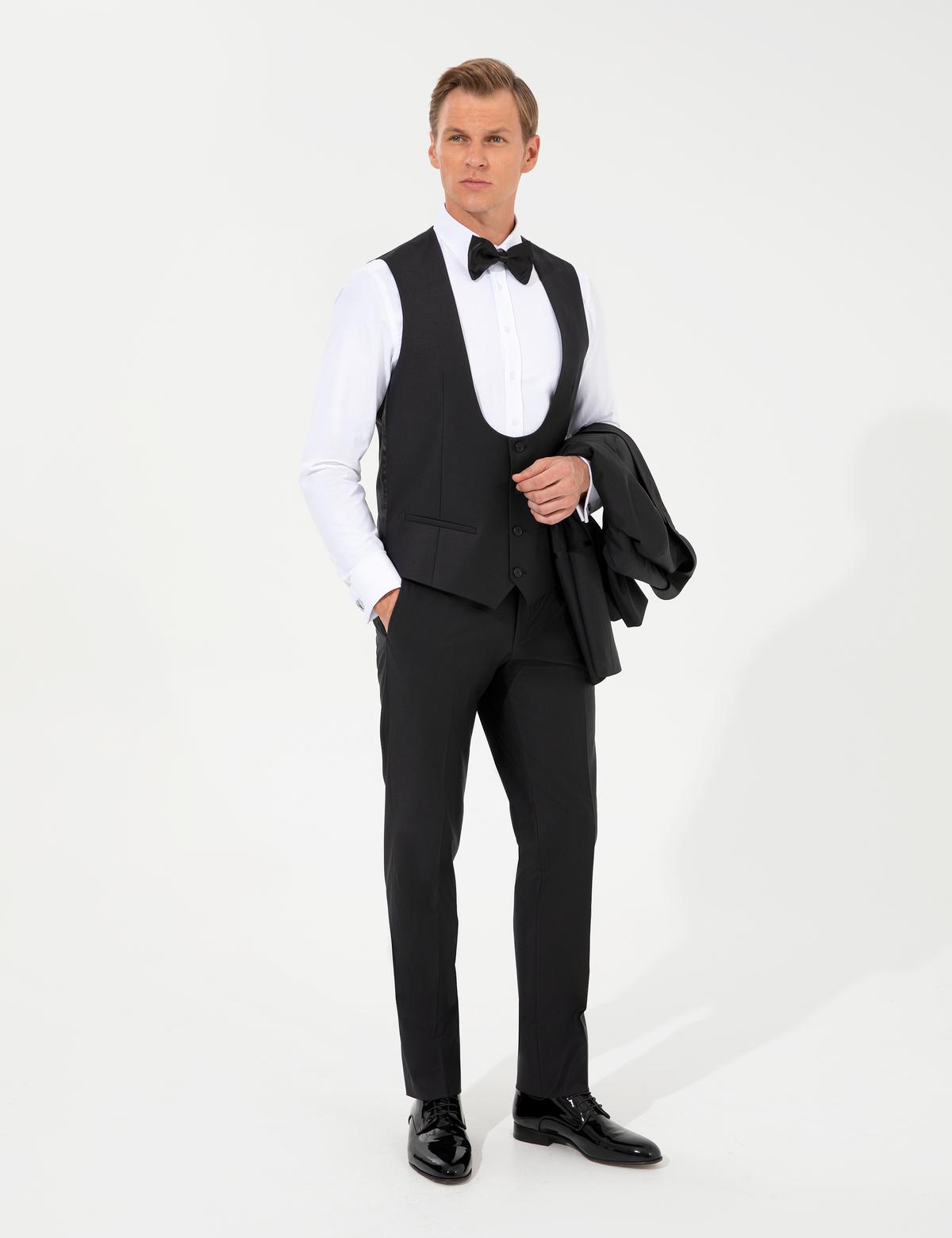 Siyah Slim Fit Smokin Damatlık - 50222948014